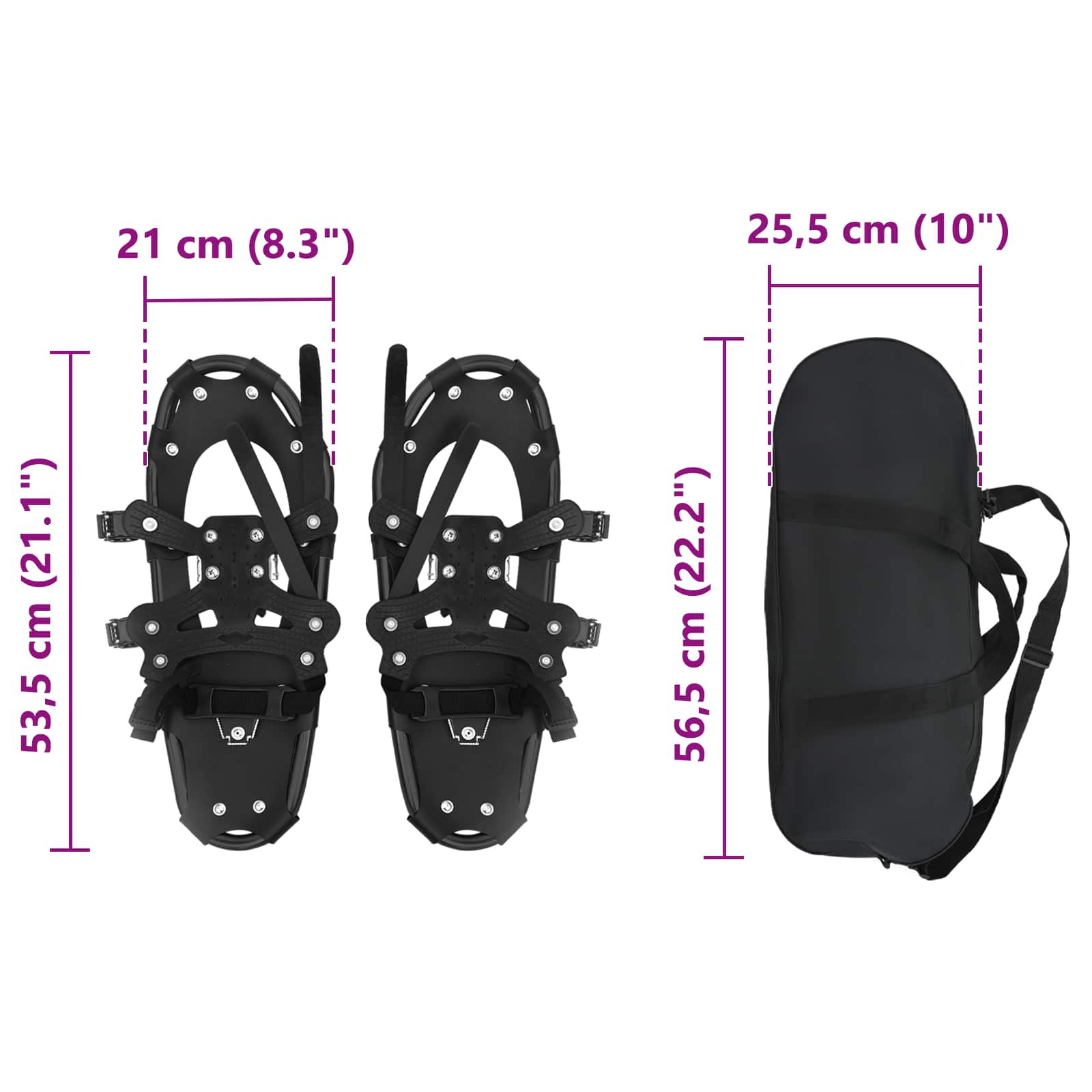 3 in 1 Sneeuwschoenen Zwart 53,5 x 21 cm Aluminium en HDPE is nu te koop bij PeponiXL, paradijselijk wonen!