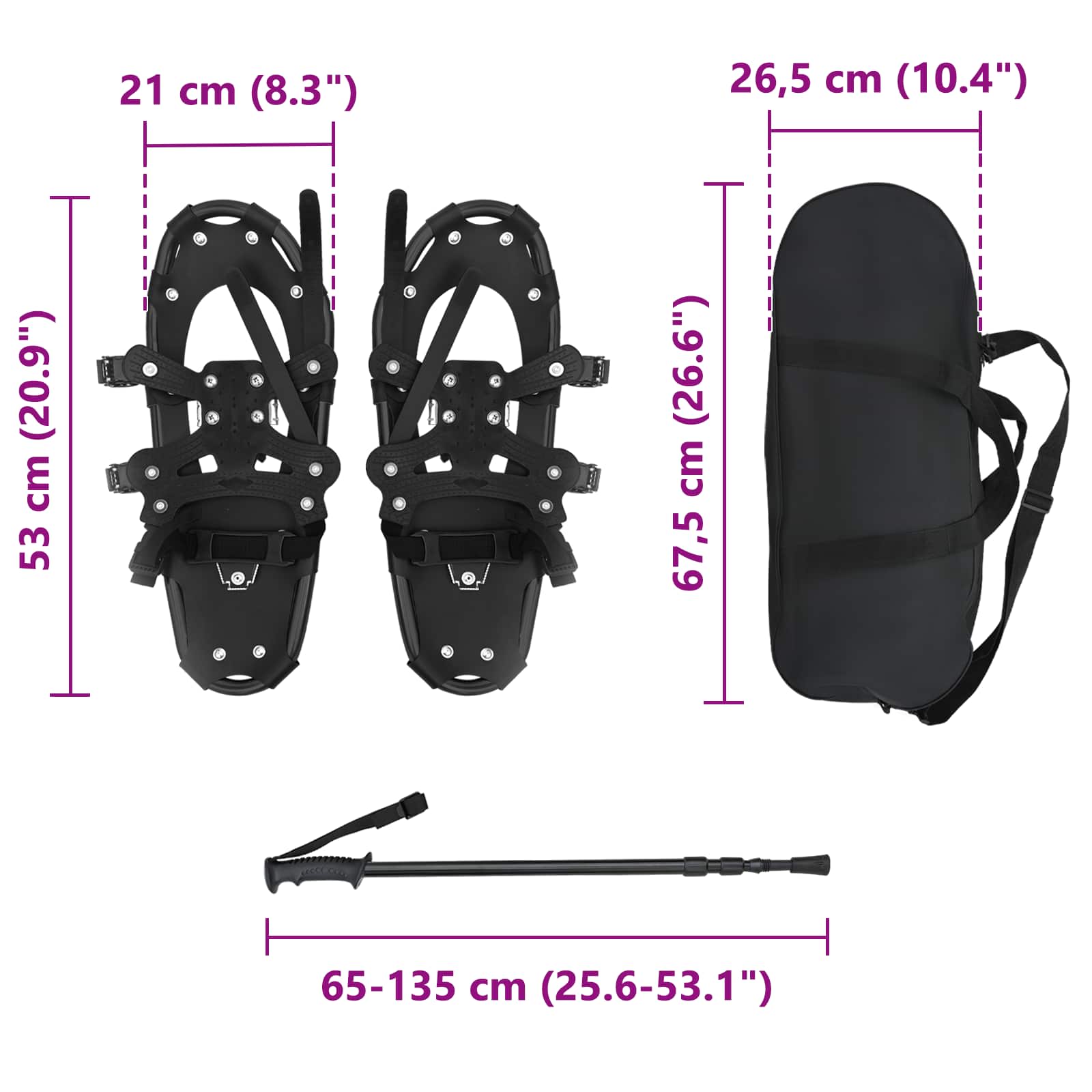 3 in 1 sneeuwschoenen met wandelschoenen Zwart 53 x 21 cm is nu te koop bij PeponiXL, paradijselijk wonen!