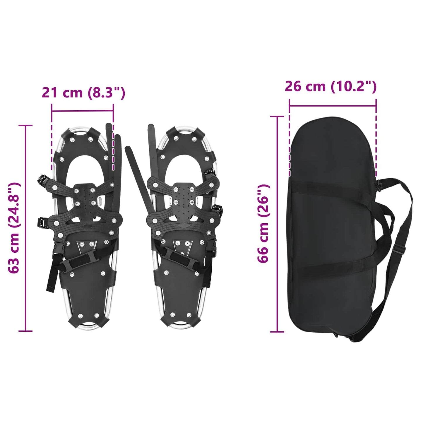3 in 1 Sneeuwschoenen Zilver en Zwart 63 x 21 cm is nu te koop bij PeponiXL, paradijselijk wonen!