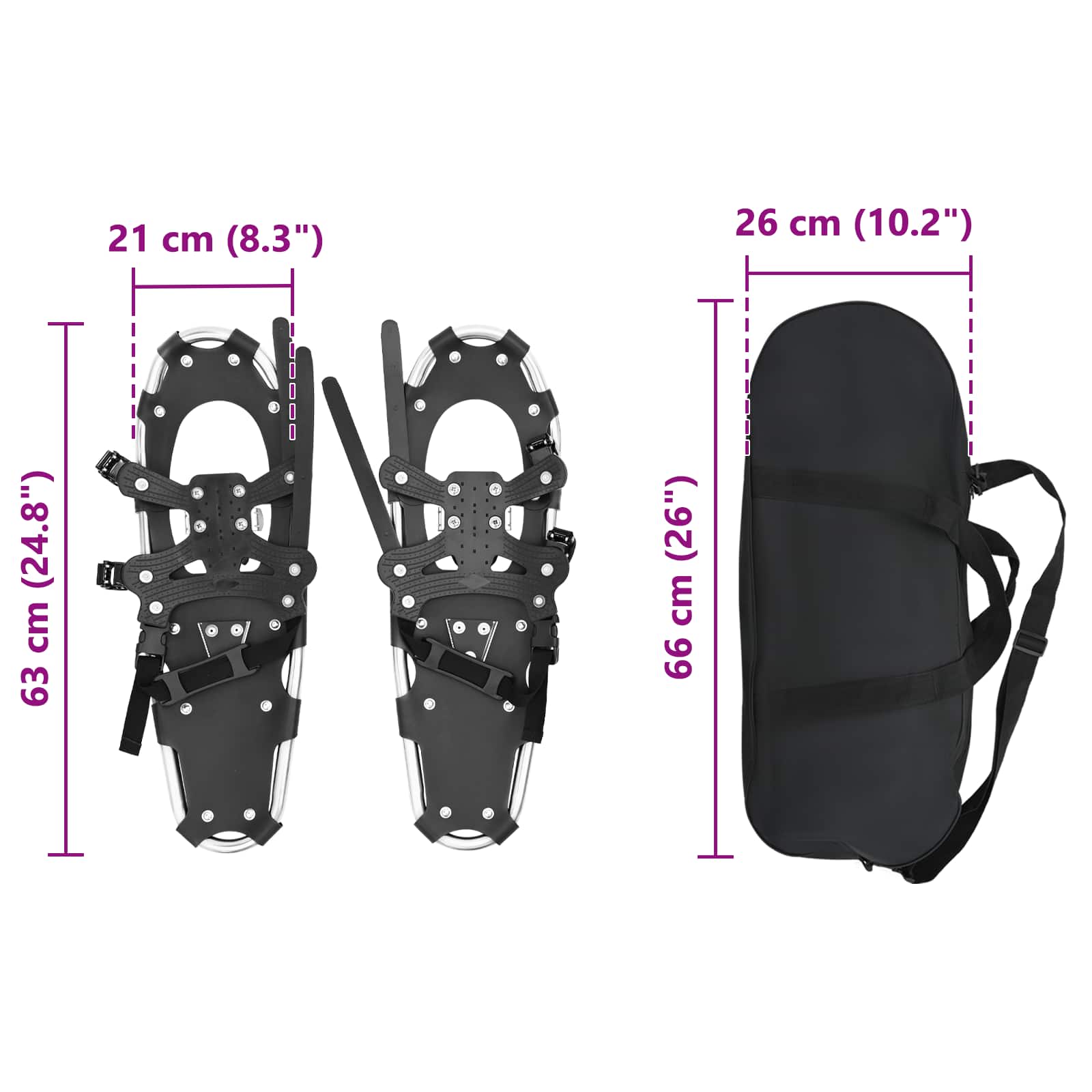 3 in 1 Sneeuwschoenen Zilver en Zwart 63 x 21 cm is nu te koop bij PeponiXL, paradijselijk wonen!