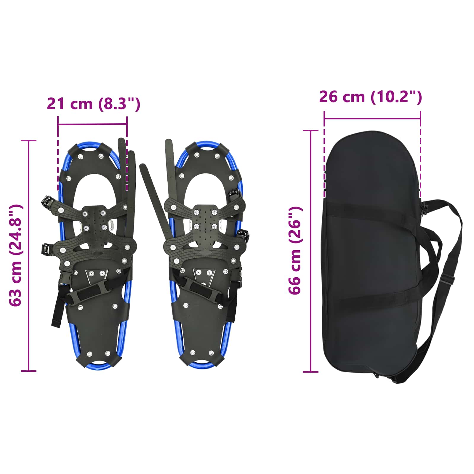 3 in 1 Sneeuwschoenen Blauw en Zwart 63 x 21 cm is nu te koop bij PeponiXL, paradijselijk wonen!