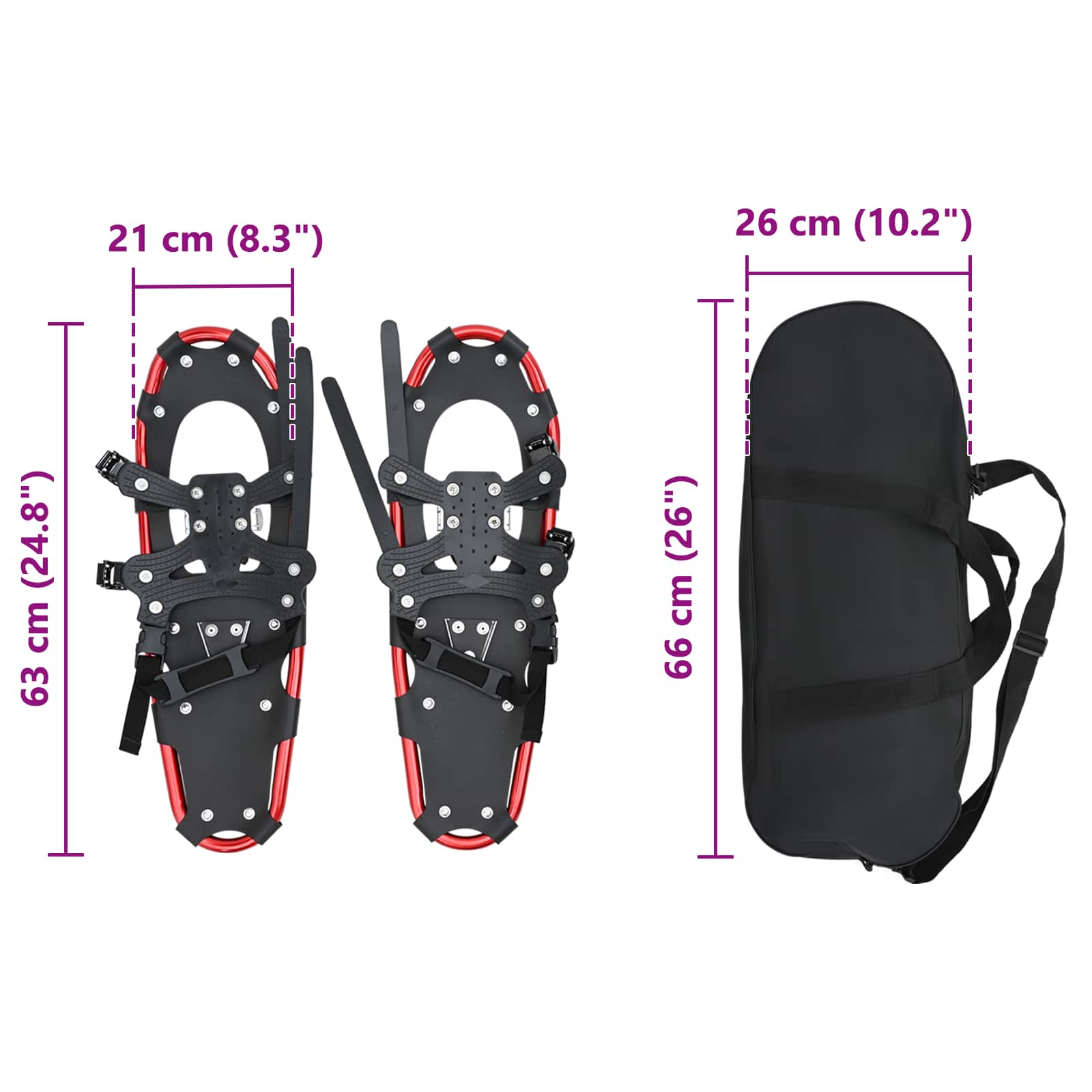 3 in 1 Sneeuwschoenen Rood en Zwart 63 x 21 cm is nu te koop bij PeponiXL, paradijselijk wonen!