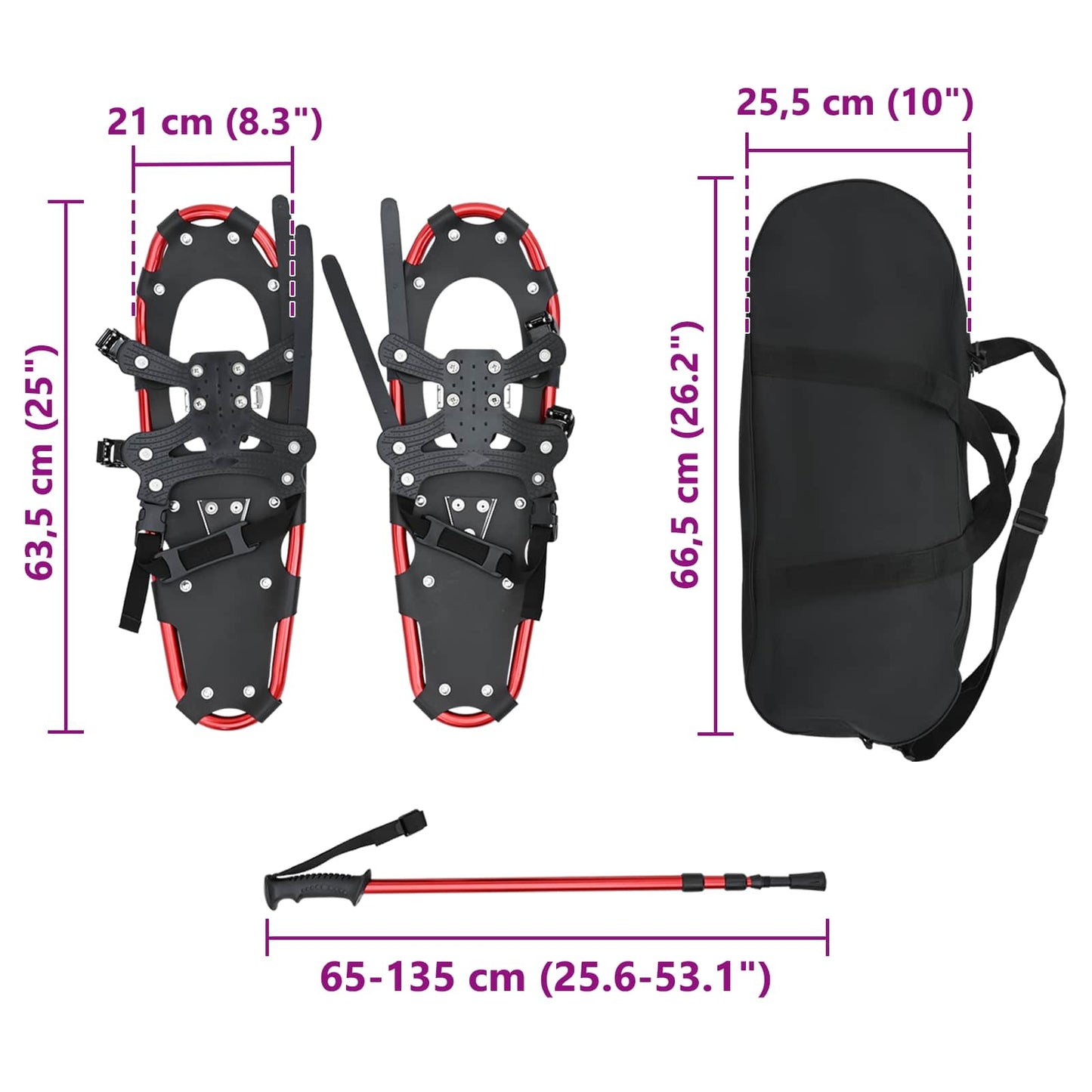 3 in 1 sneeuwschoenen met wandelschoenen Rood en Zwart is nu te koop bij PeponiXL, paradijselijk wonen!