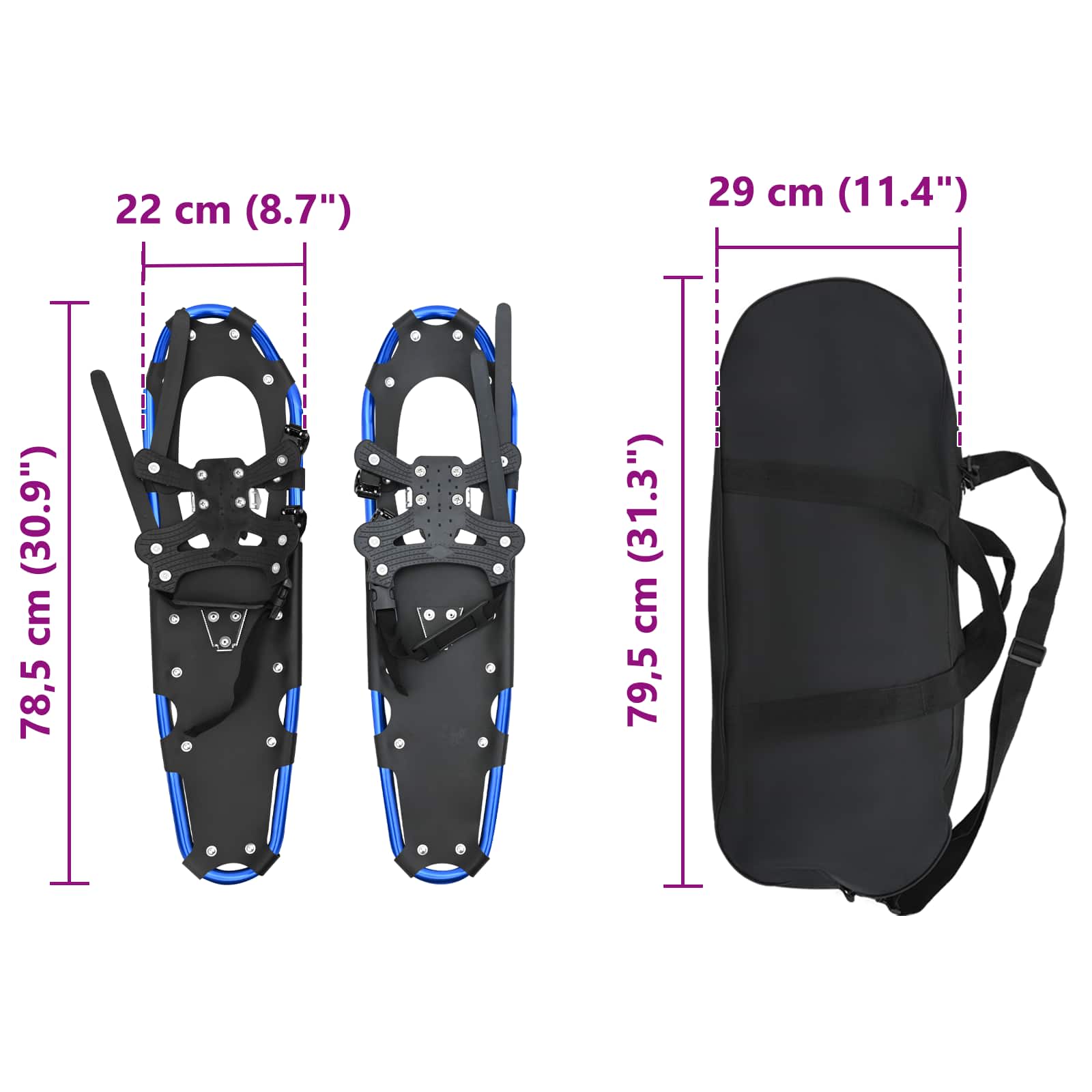 3 in 1 Sneeuwschoenen Blauw en Zwart 78,5 x 22 cm is nu te koop bij PeponiXL, paradijselijk wonen!