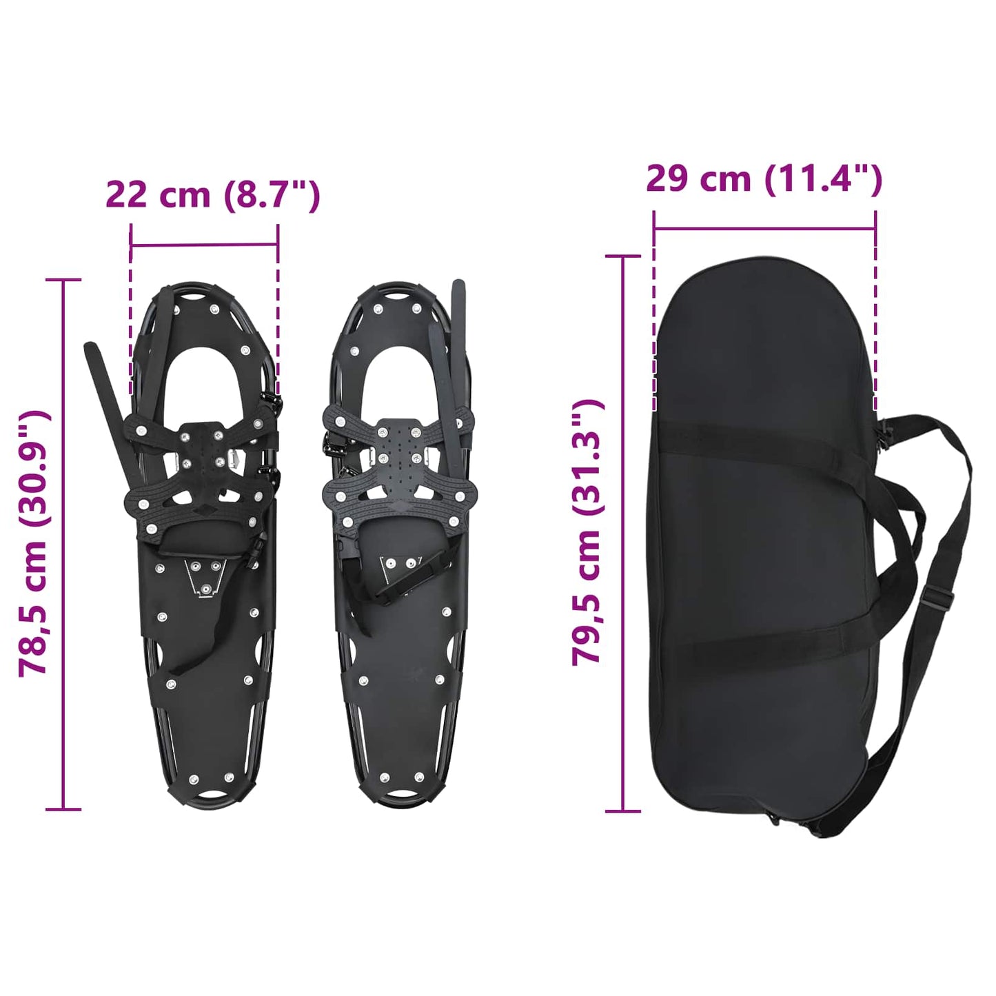 3 in 1 Sneeuwschoenen Zwart 78,5 x 22 cm Aluminium en HDPE is nu te koop bij PeponiXL, paradijselijk wonen!