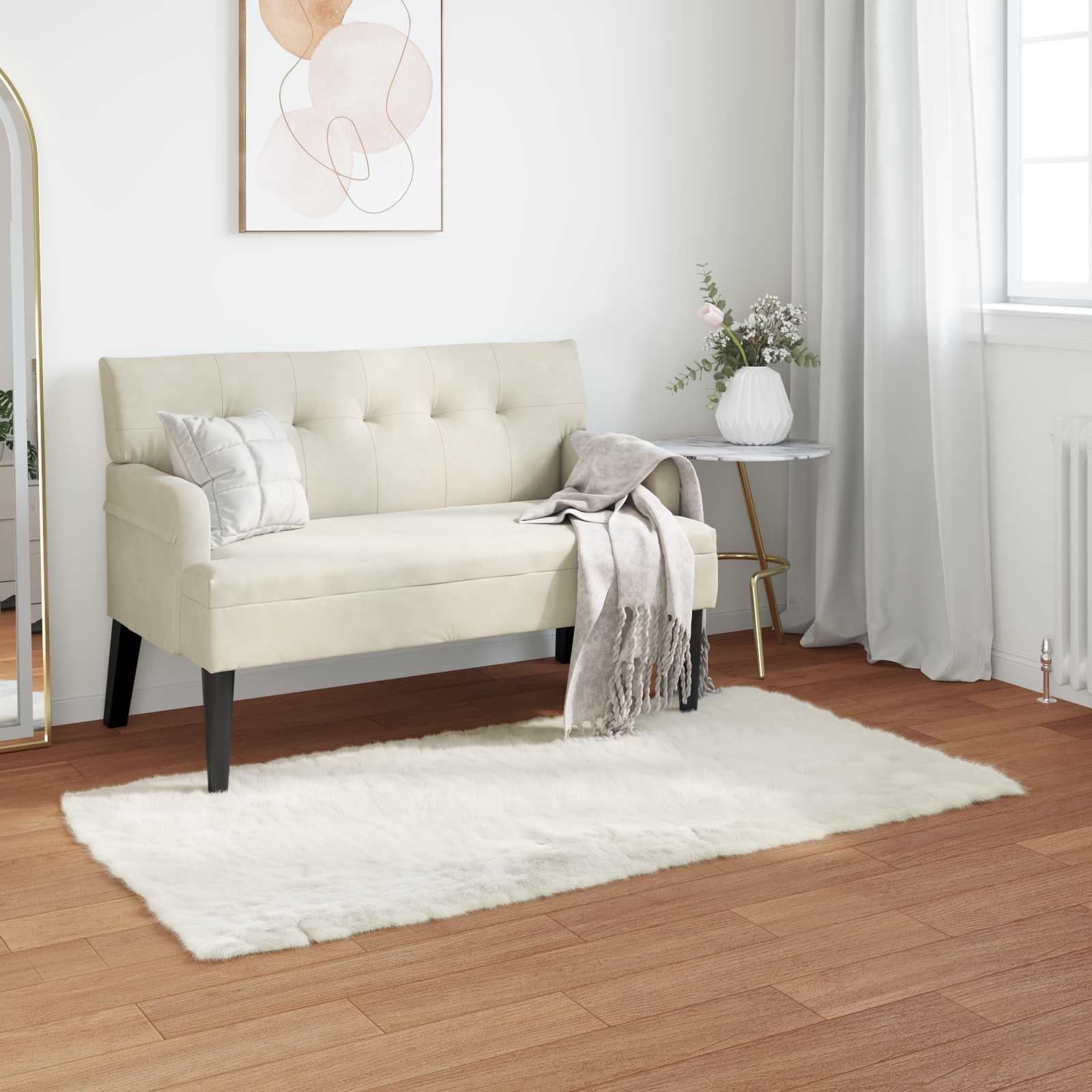 Tapijt van imitatie TAFALLA Wit 60 x 110 cm Polyester is nu te koop bij PeponiXL, paradijselijk wonen!