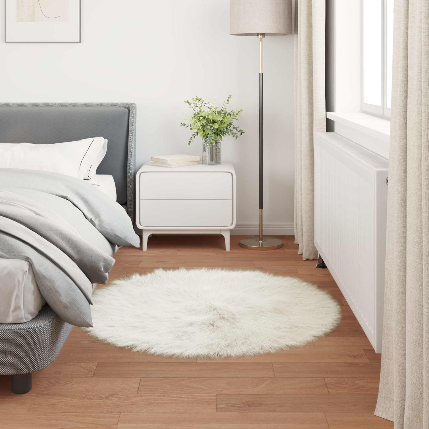 Tapijt van imitatie TAFALLA Wit Ø 120 cm Polyester is nu te koop bij PeponiXL, paradijselijk wonen!
