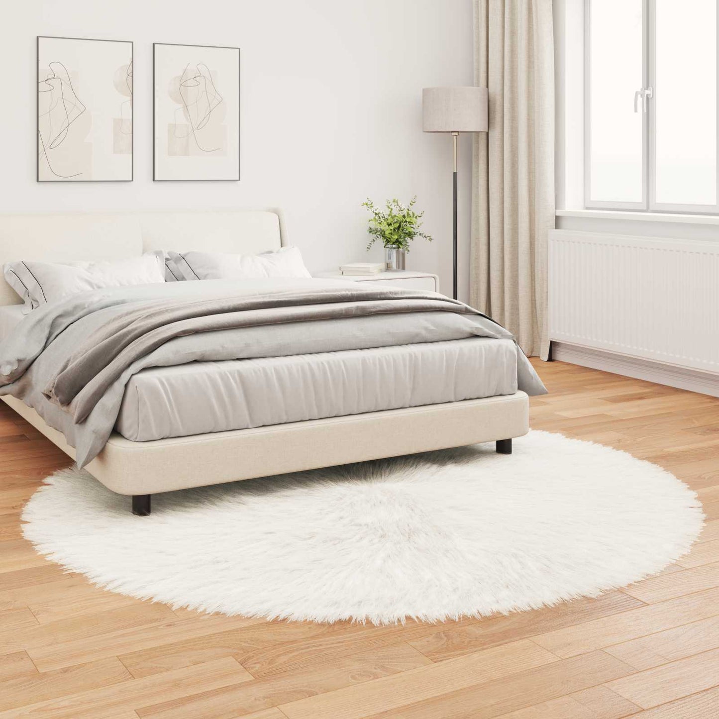 Tapijt van imitatie TAFALLA Wit Ø 160 cm Polyester is nu te koop bij PeponiXL, paradijselijk wonen!