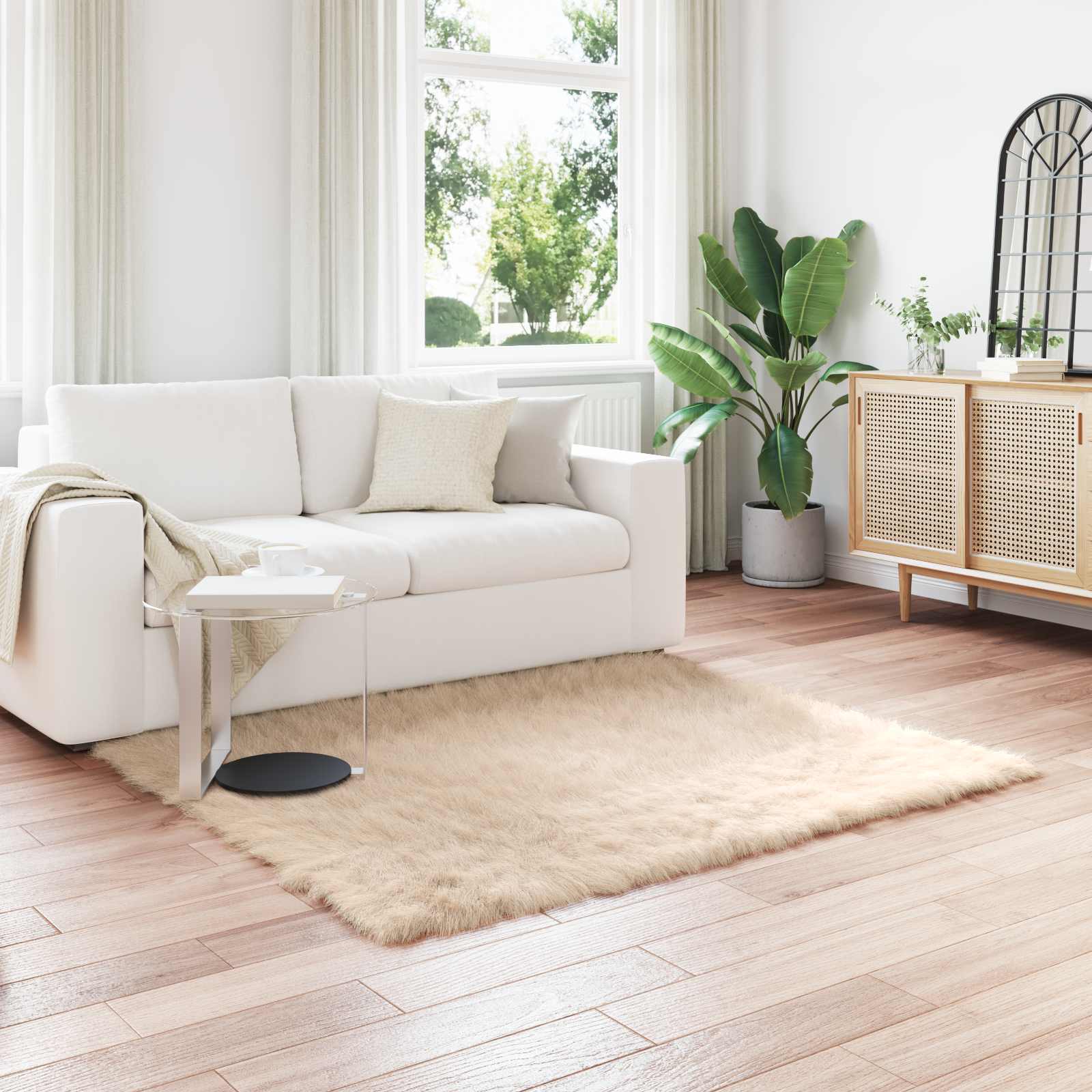 Tapijt van imitatie TAFALLA Beige 120 x 120 cm Polyester is nu te koop bij PeponiXL, paradijselijk wonen!