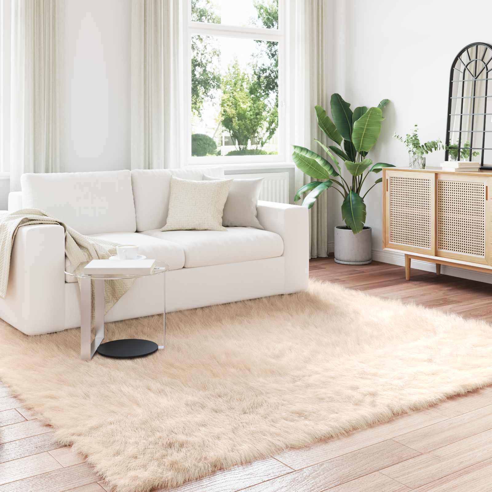 Tapijt van imitatie TAFALLA Beige 240 x 240 cm Polyester is nu te koop bij PeponiXL, paradijselijk wonen!