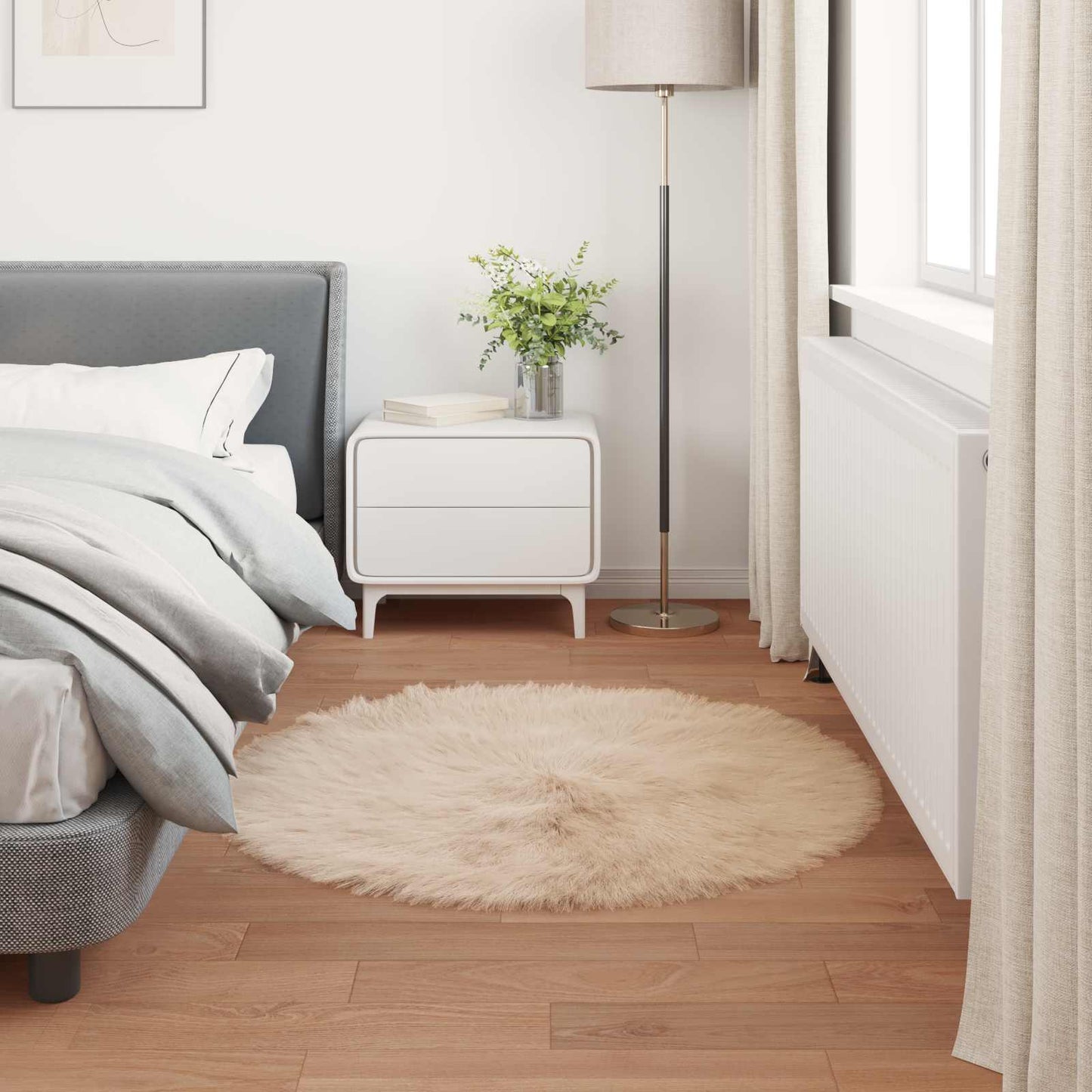 Tapijt van imitatie TAFALLA Beige Ø 100 cm Polyester is nu te koop bij PeponiXL, paradijselijk wonen!