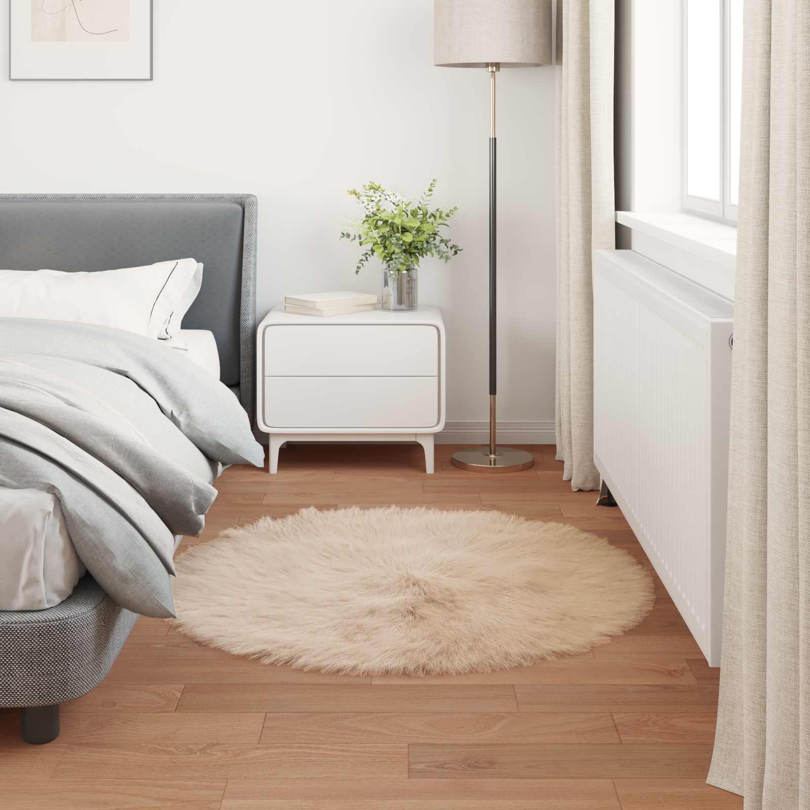 Tapijt van imitatie TAFALLA Beige Ø 100 cm Polyester is nu te koop bij PeponiXL, paradijselijk wonen!