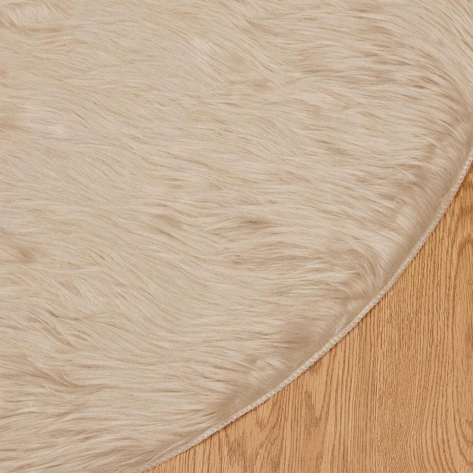 Nep Schapenvacht Tapijt Tafalla Beige Ø 160 cm Polyester is nu te koop bij PeponiXL, paradijselijk wonen!