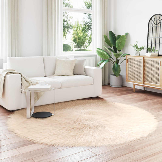 Tapijt van imitatie TAFALLA Beige Ø 160 cm Polyester is nu te koop bij PeponiXL, paradijselijk wonen!