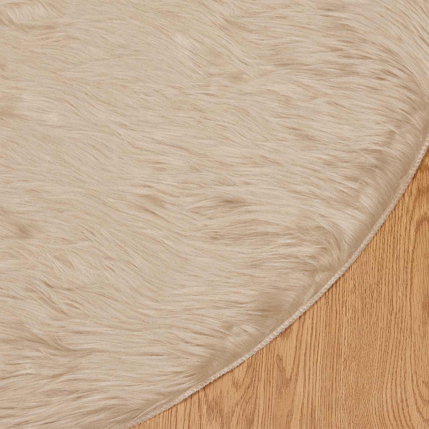 Nep Schapenvacht Tapijt Tafalla Beige Ø 200 cm Polyester is nu te koop bij PeponiXL, paradijselijk wonen!