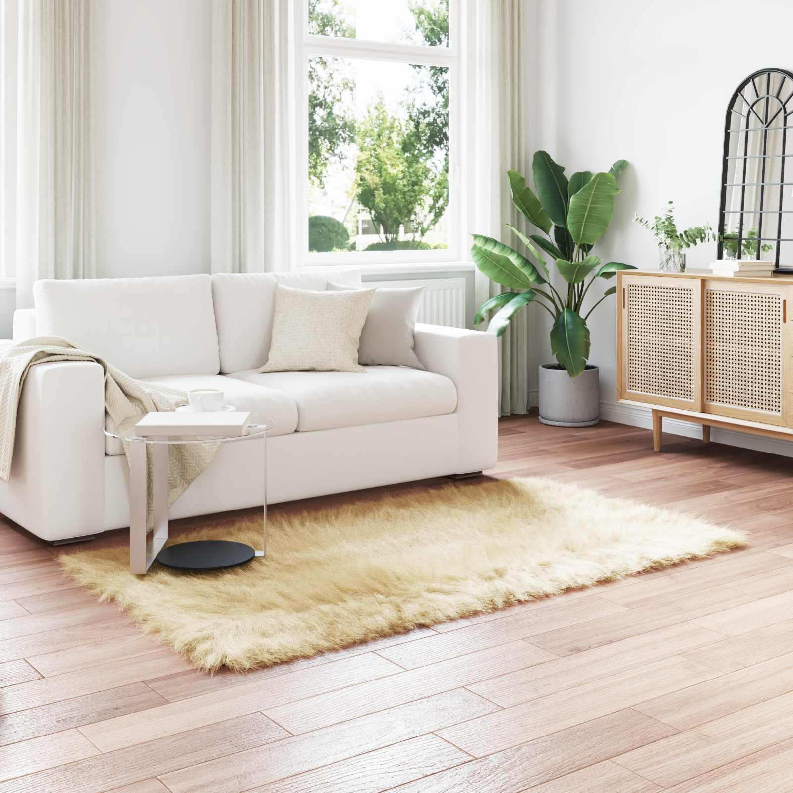 Tapijt van imitatie TAFALLA Crèmekleurig 140 x 200 cm Polyester is nu te koop bij PeponiXL, paradijselijk wonen!
