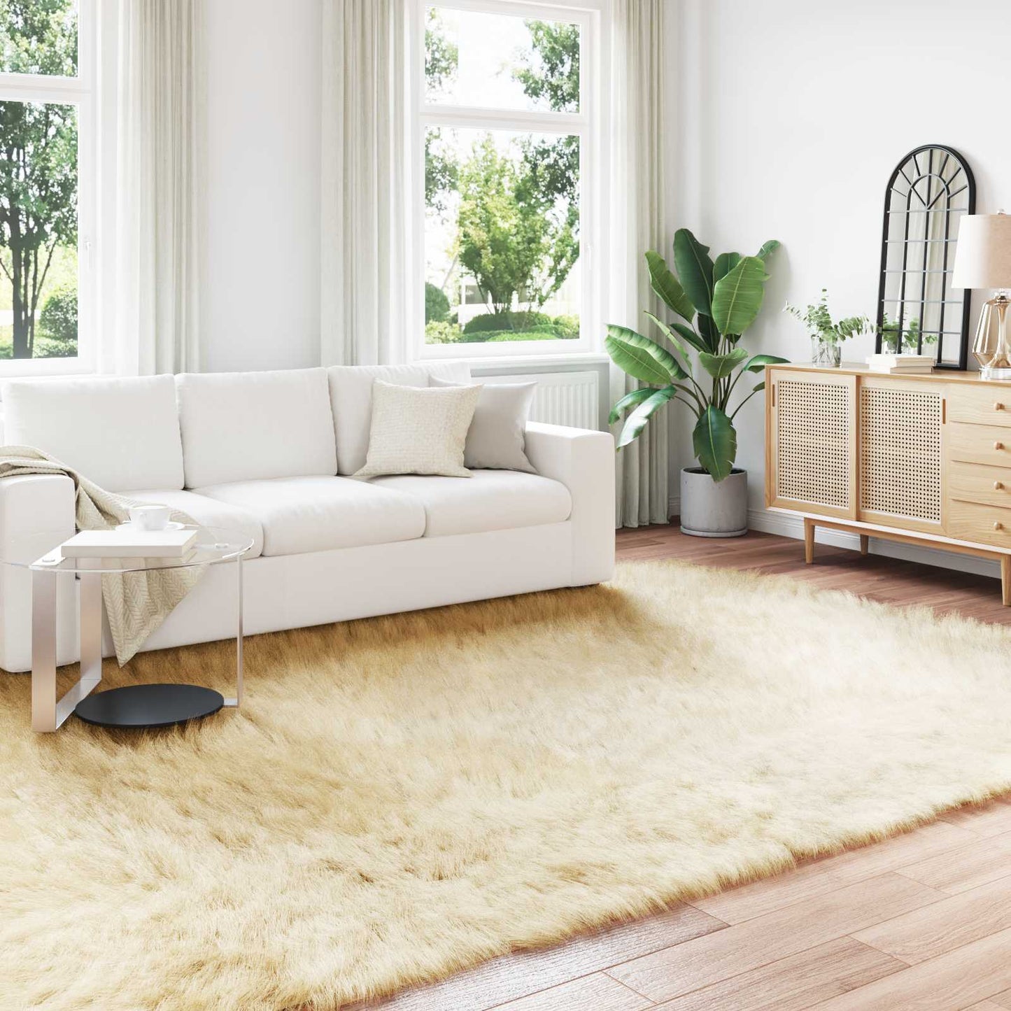 Nep Schapenvacht Tapijt Tafalla Crème 200 x 280 cm Polyester is nu te koop bij PeponiXL, paradijselijk wonen!