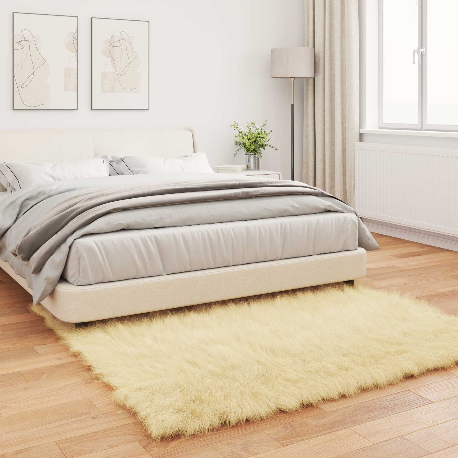 Tapijt van imitatie TAFALLA Crèmekleurig 160 x 160 cm Polyester is nu te koop bij PeponiXL, paradijselijk wonen!