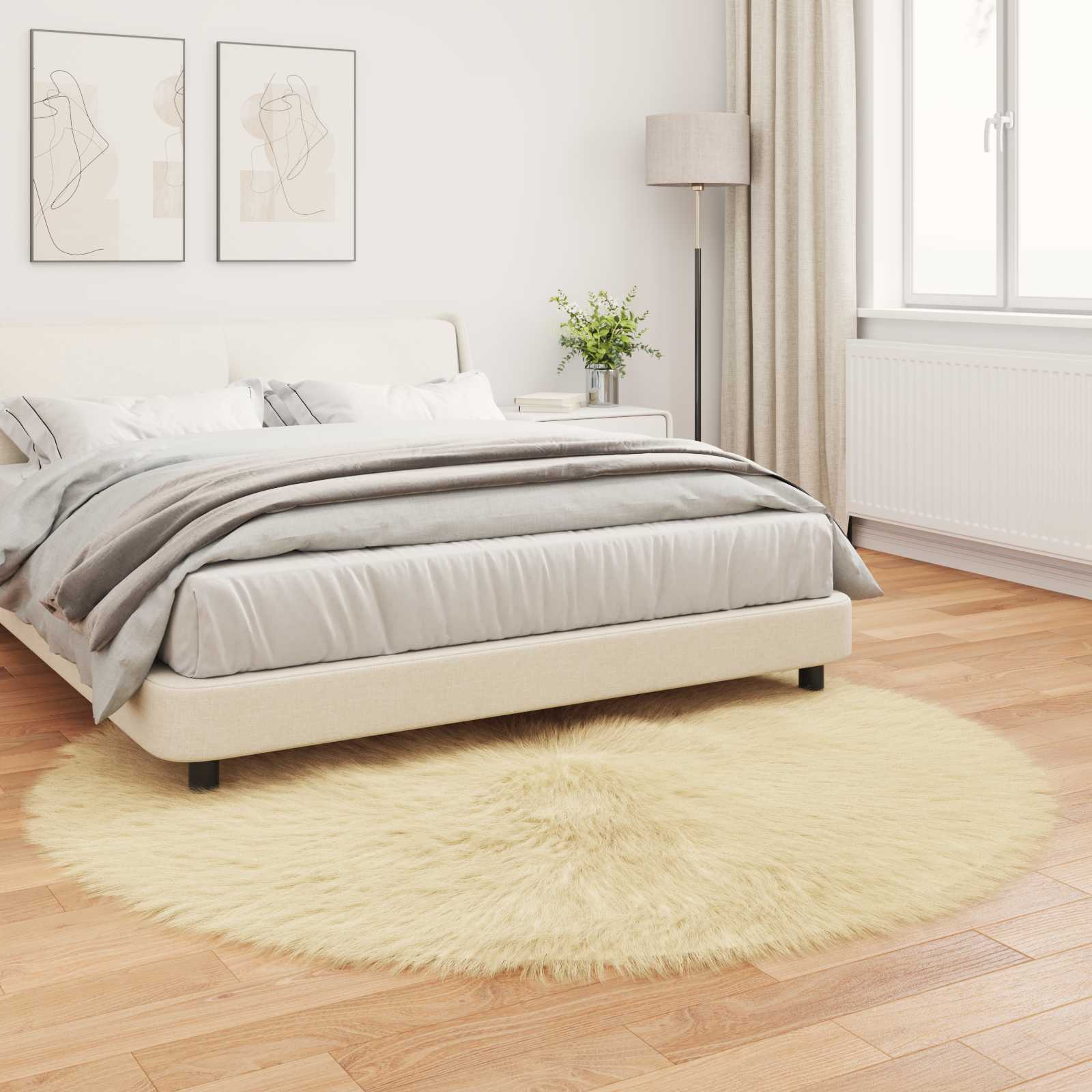 Tapijt van imitatie TAFALLA Crèmekleurig Ø 200 cm Polyester is nu te koop bij PeponiXL, paradijselijk wonen!