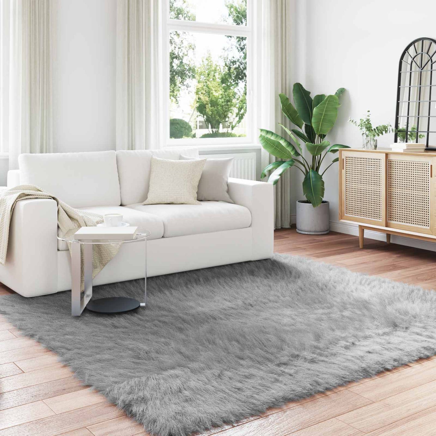 Tapijt van imitatie TAFALLA Grijs 240 x 240 cm Polyester is nu te koop bij PeponiXL, paradijselijk wonen!