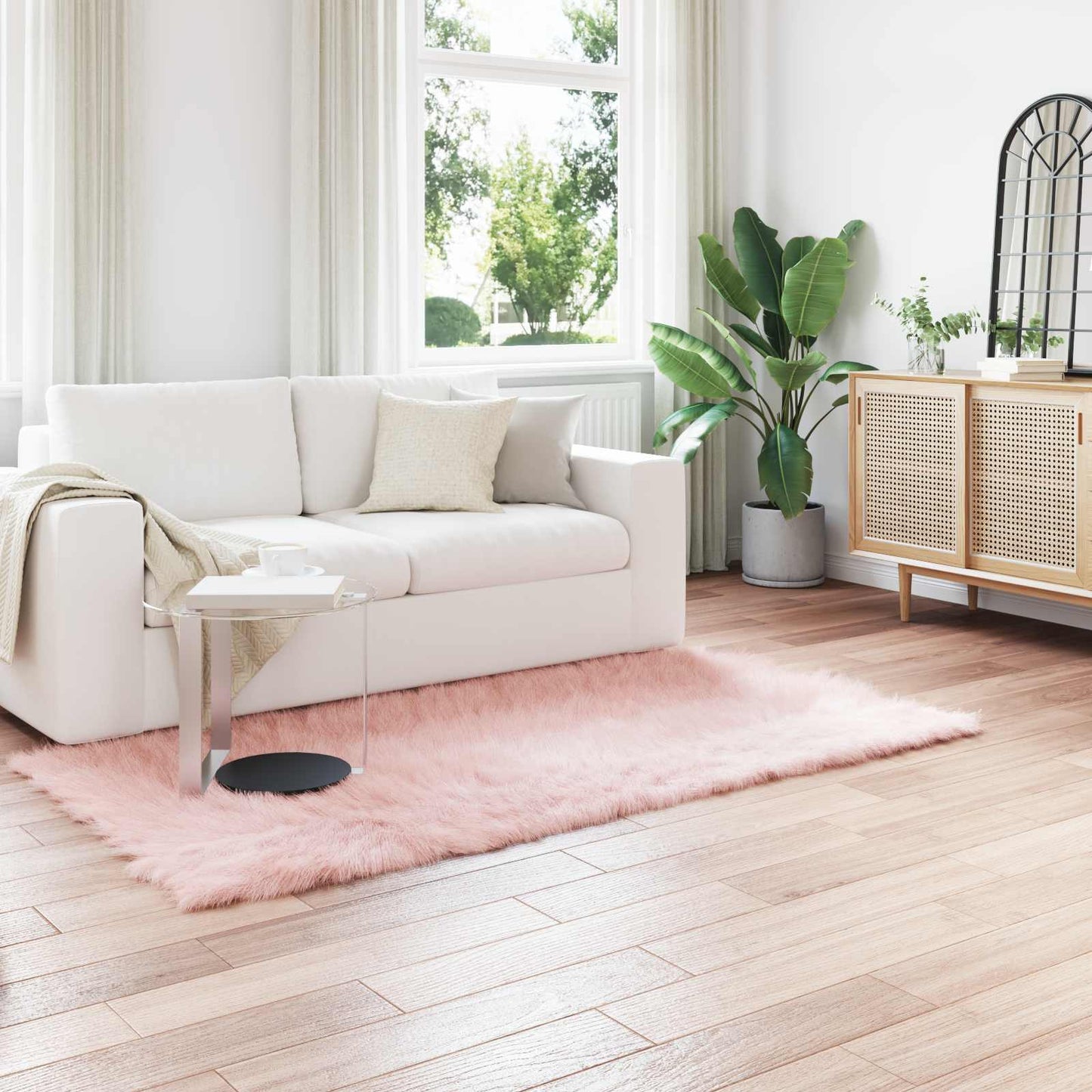 Nep Schapenvacht Tapijt Tafalla Roze 100 x 200 cm Polyester is nu te koop bij PeponiXL, paradijselijk wonen!