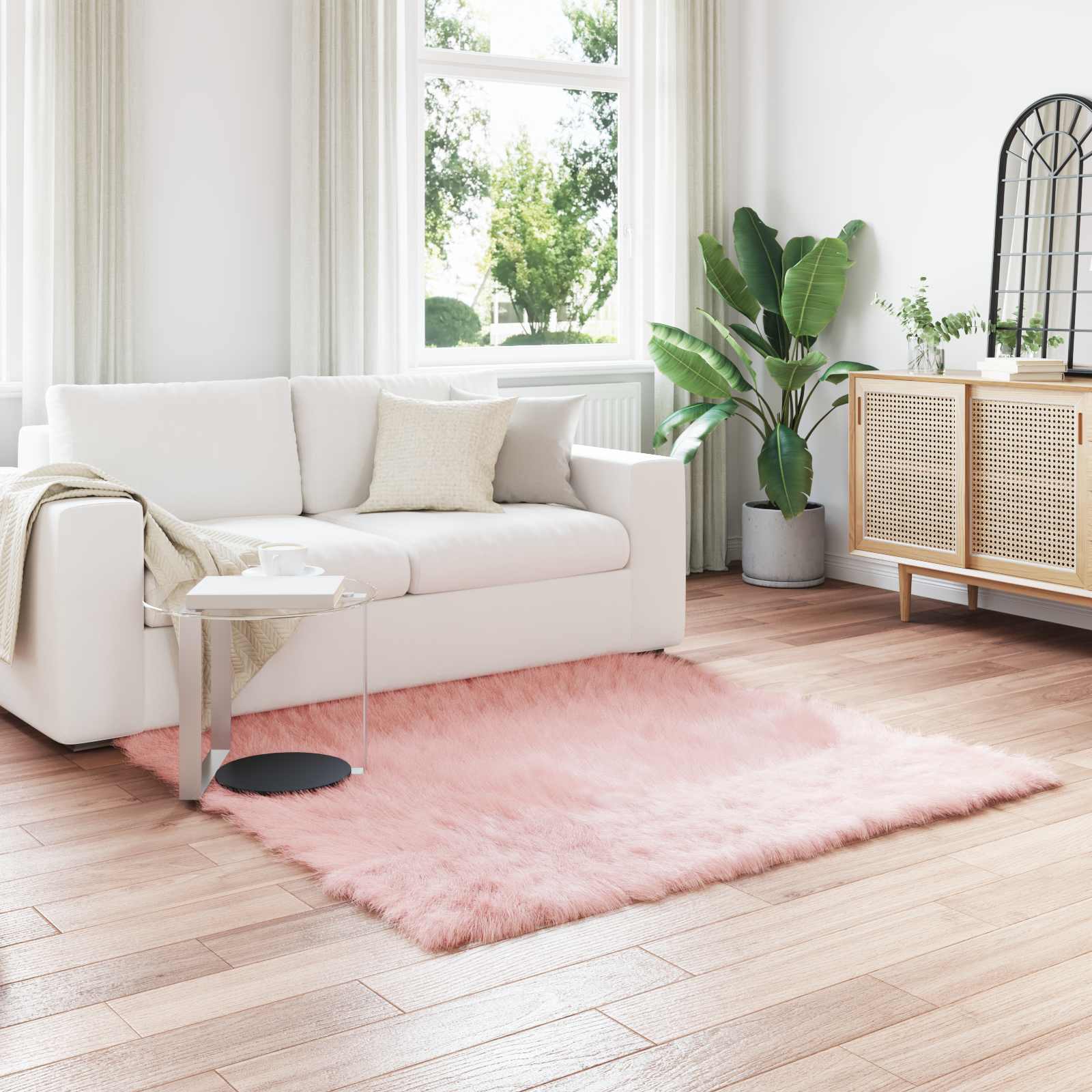 Tapijt van imitatie TAFALLA Roze 160 x 160 cm Polyester is nu te koop bij PeponiXL, paradijselijk wonen!