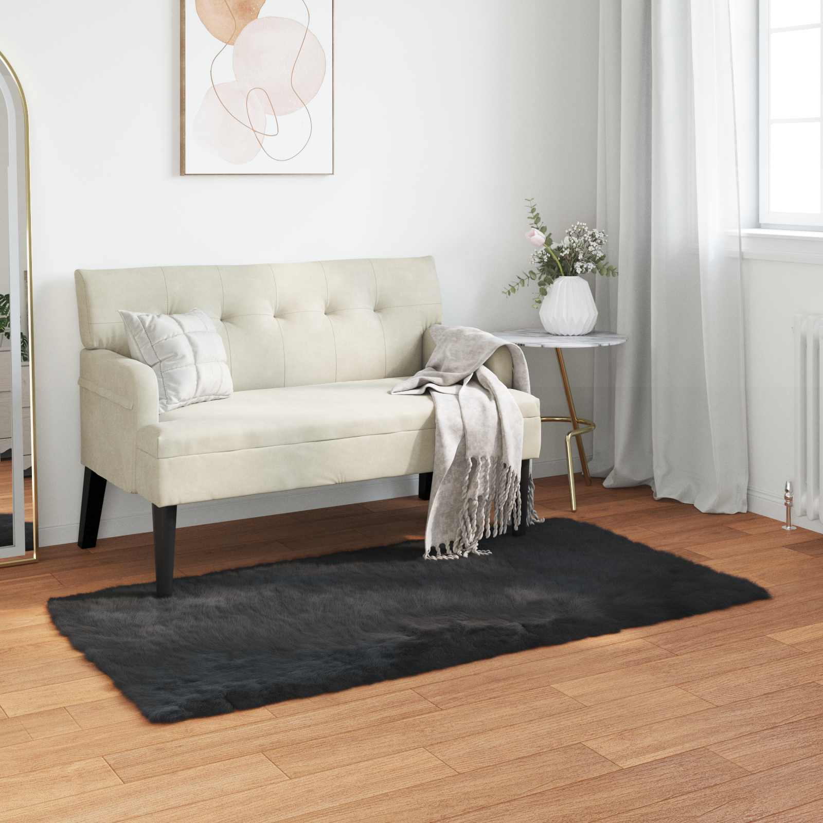 Tapijt van imitatie TAFALLA Zwart 80 x 150 cm Polyester is nu te koop bij PeponiXL, paradijselijk wonen!