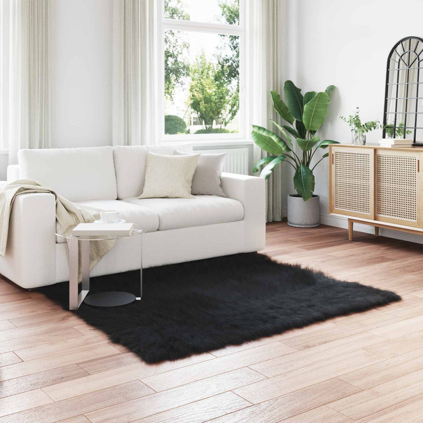 Tapijt van imitatie TAFALLA Zwart 160 x 160 cm Polyester is nu te koop bij PeponiXL, paradijselijk wonen!