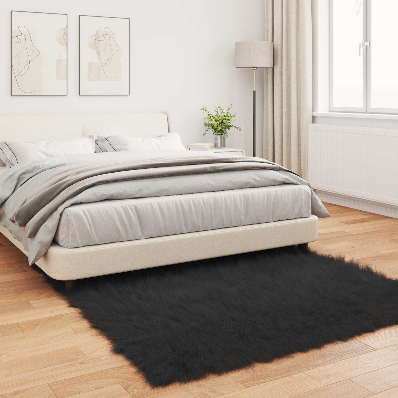 Tapijt van imitatie TAFALLA Zwart 160 x 160 cm Polyester is nu te koop bij PeponiXL, paradijselijk wonen!
