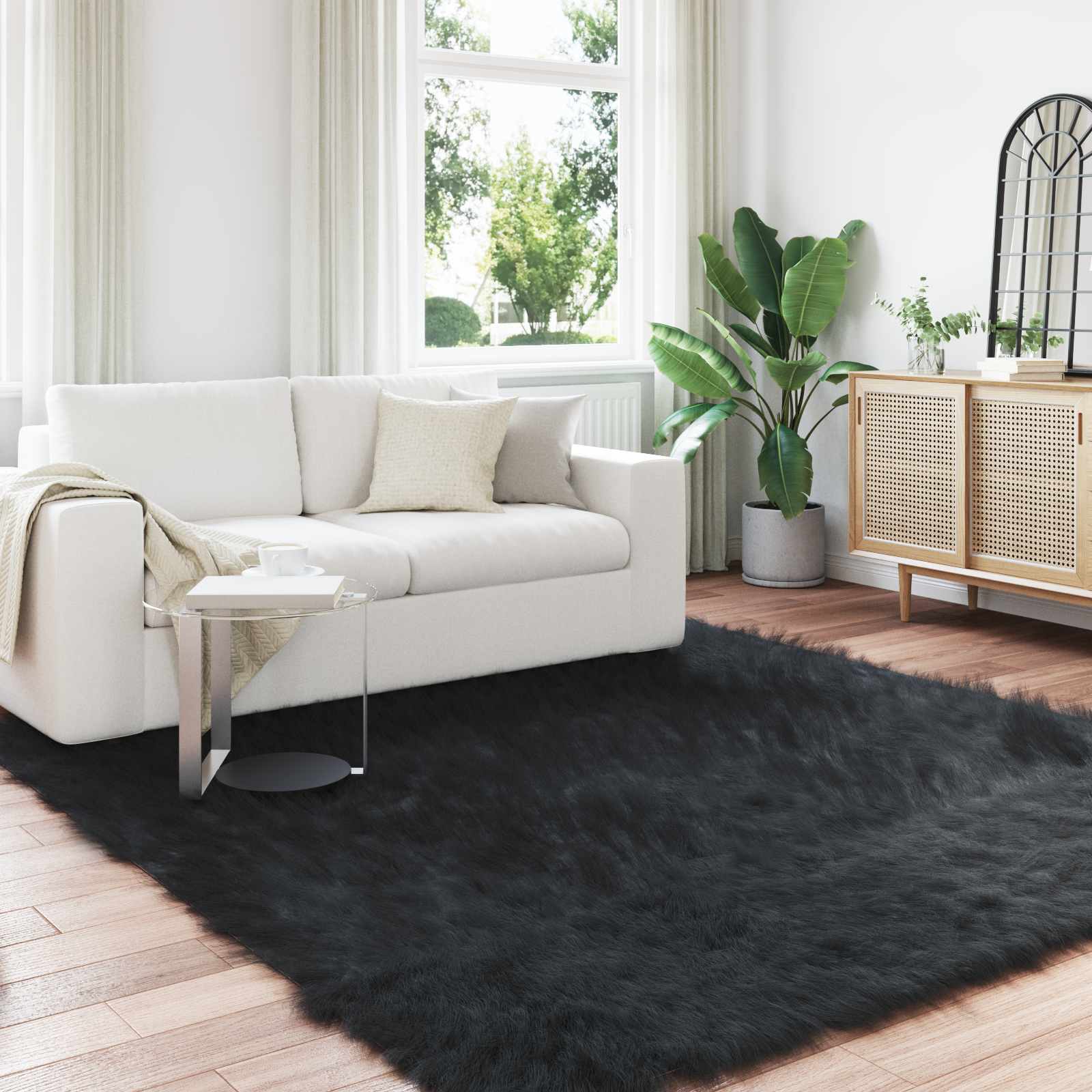 Tapijt van imitatie TAFALLA Zwart 240 x 240 cm Polyester is nu te koop bij PeponiXL, paradijselijk wonen!