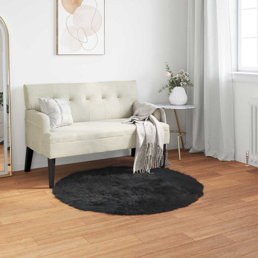 Tapijt van imitatie TAFALLA Zwart Ø 120 cm Polyester is nu te koop bij PeponiXL, paradijselijk wonen!