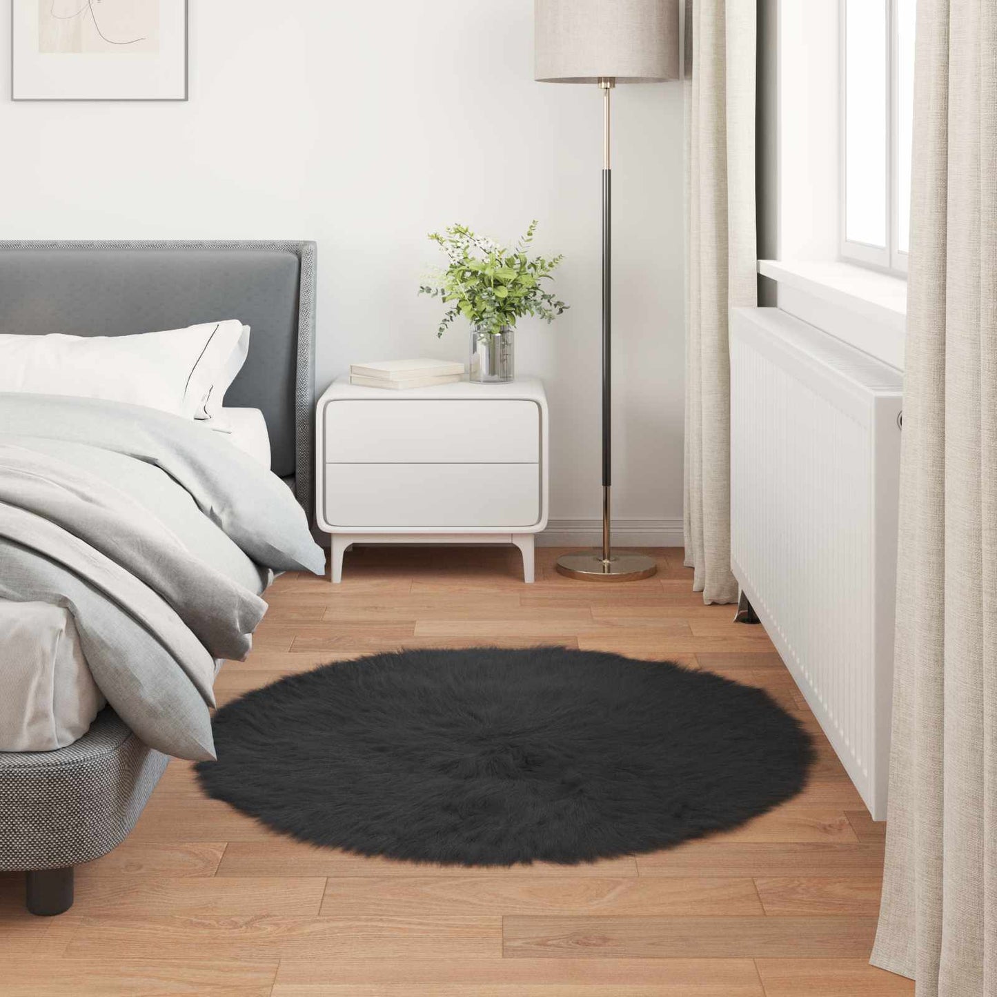 Tapijt van imitatie TAFALLA Zwart Ø 120 cm Polyester is nu te koop bij PeponiXL, paradijselijk wonen!