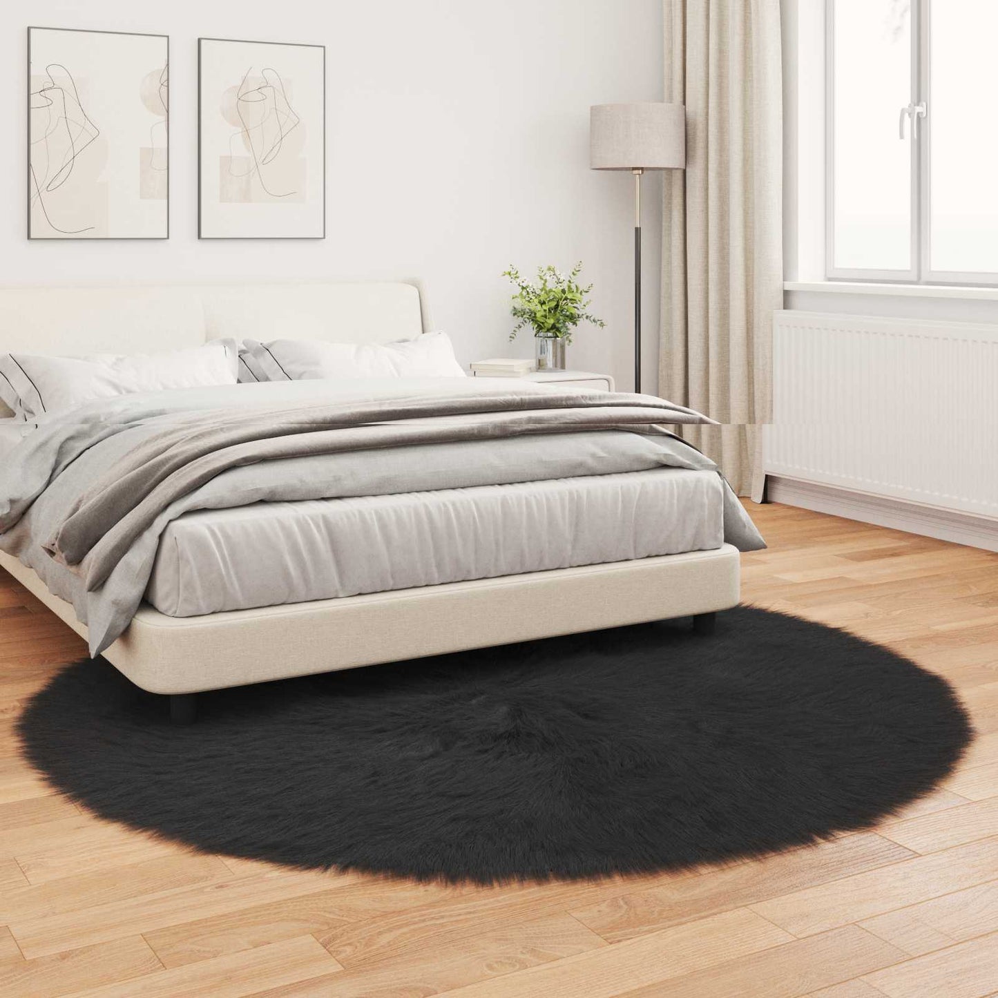 Tapijt van imitatie TAFALLA Zwart Ø 200 cm Polyester is nu te koop bij PeponiXL, paradijselijk wonen!