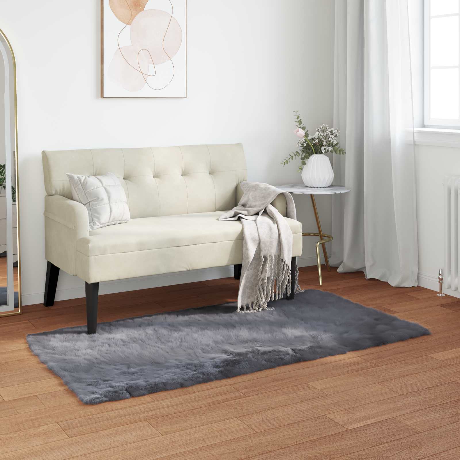 Tapijt van imitatie TAFALLA Antracietkleurig 80 x 150 cm is nu te koop bij PeponiXL, paradijselijk wonen!