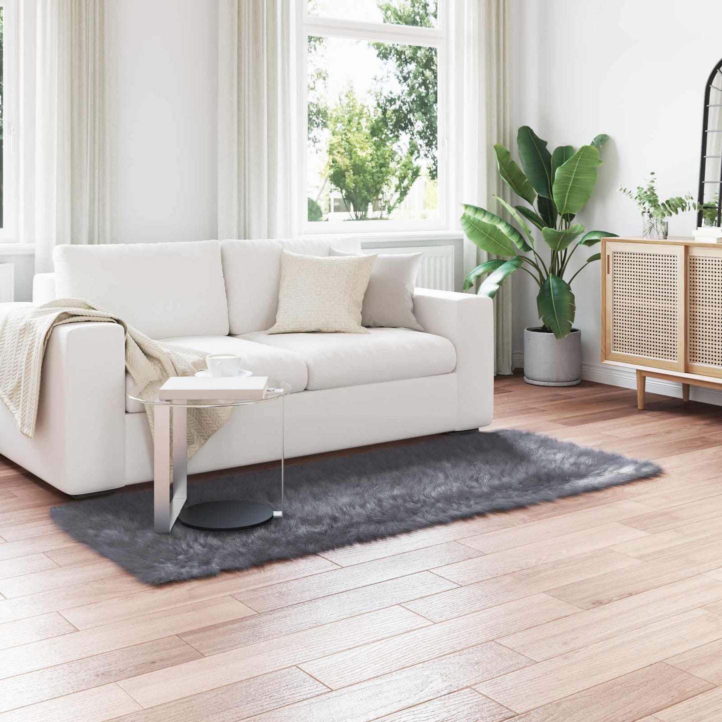 Nep Schapenvacht Tapijt Tafalla Antraciet 80 x 200 cm Polyester is nu te koop bij PeponiXL, paradijselijk wonen!