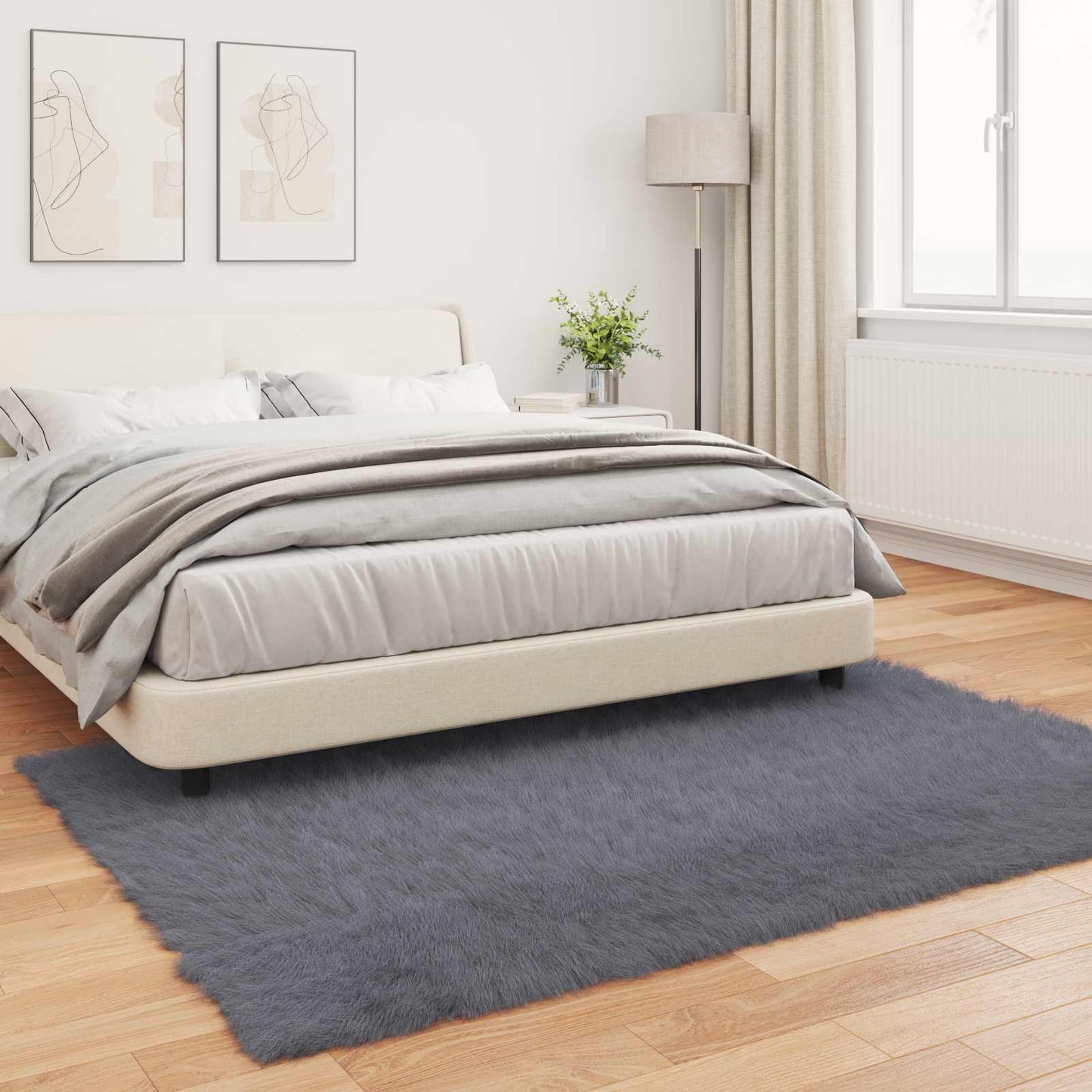 Nep Schapenvacht Tapijt Tafalla Antraciet 120 x 170 cm is nu te koop bij PeponiXL, paradijselijk wonen!