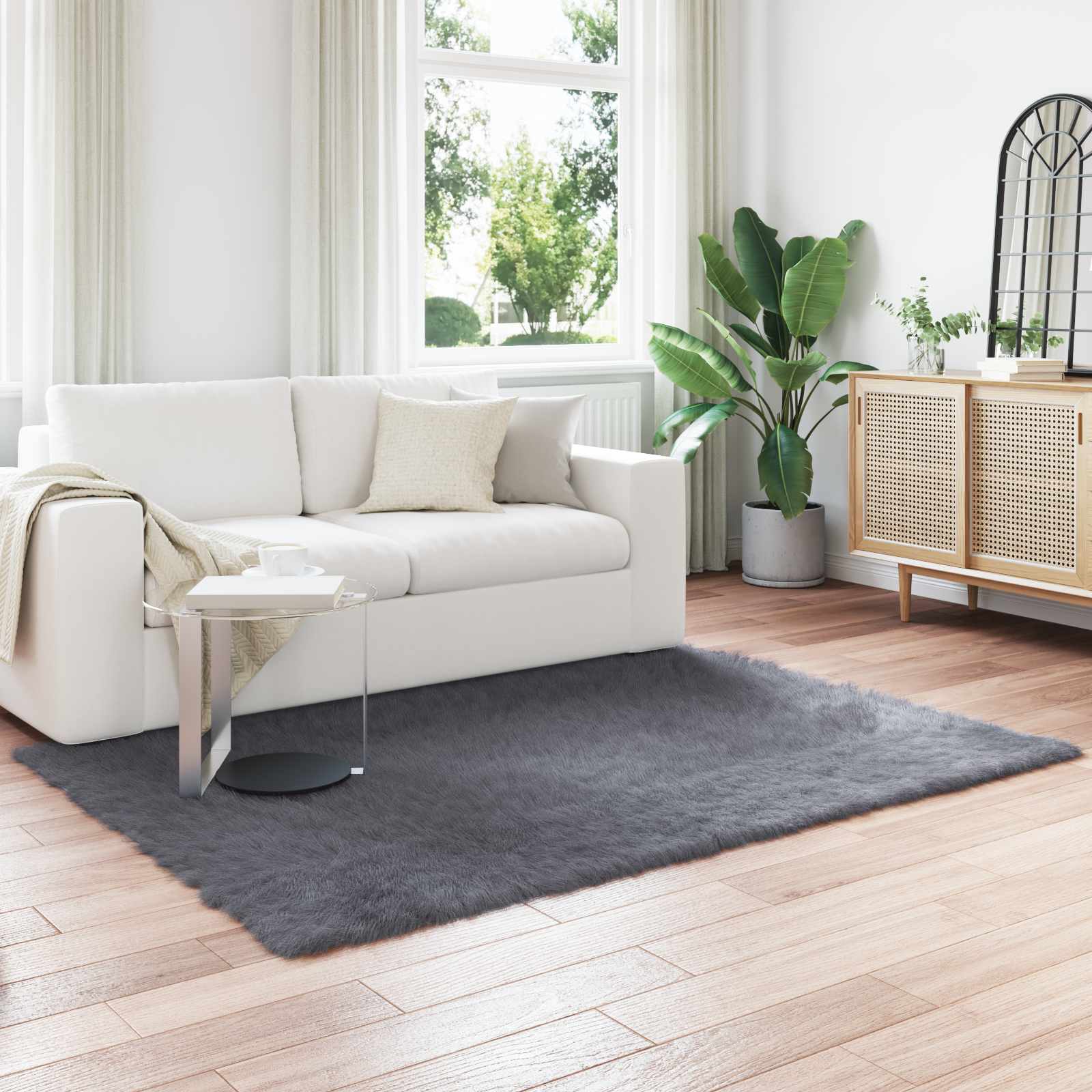 Nep Schapenvacht Tapijt Tafalla Antraciet 160 x 230 cm is nu te koop bij PeponiXL, paradijselijk wonen!