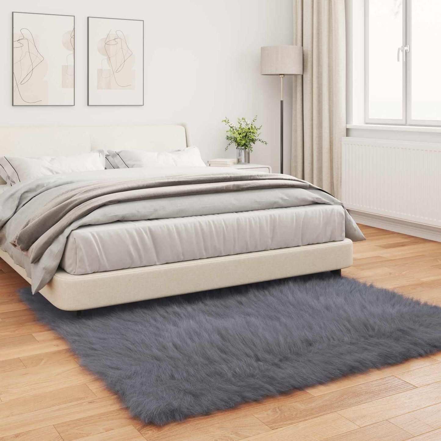 Tapijt van imitatie TAFALLA Antracietkleurig 120 x 120 cm is nu te koop bij PeponiXL, paradijselijk wonen!