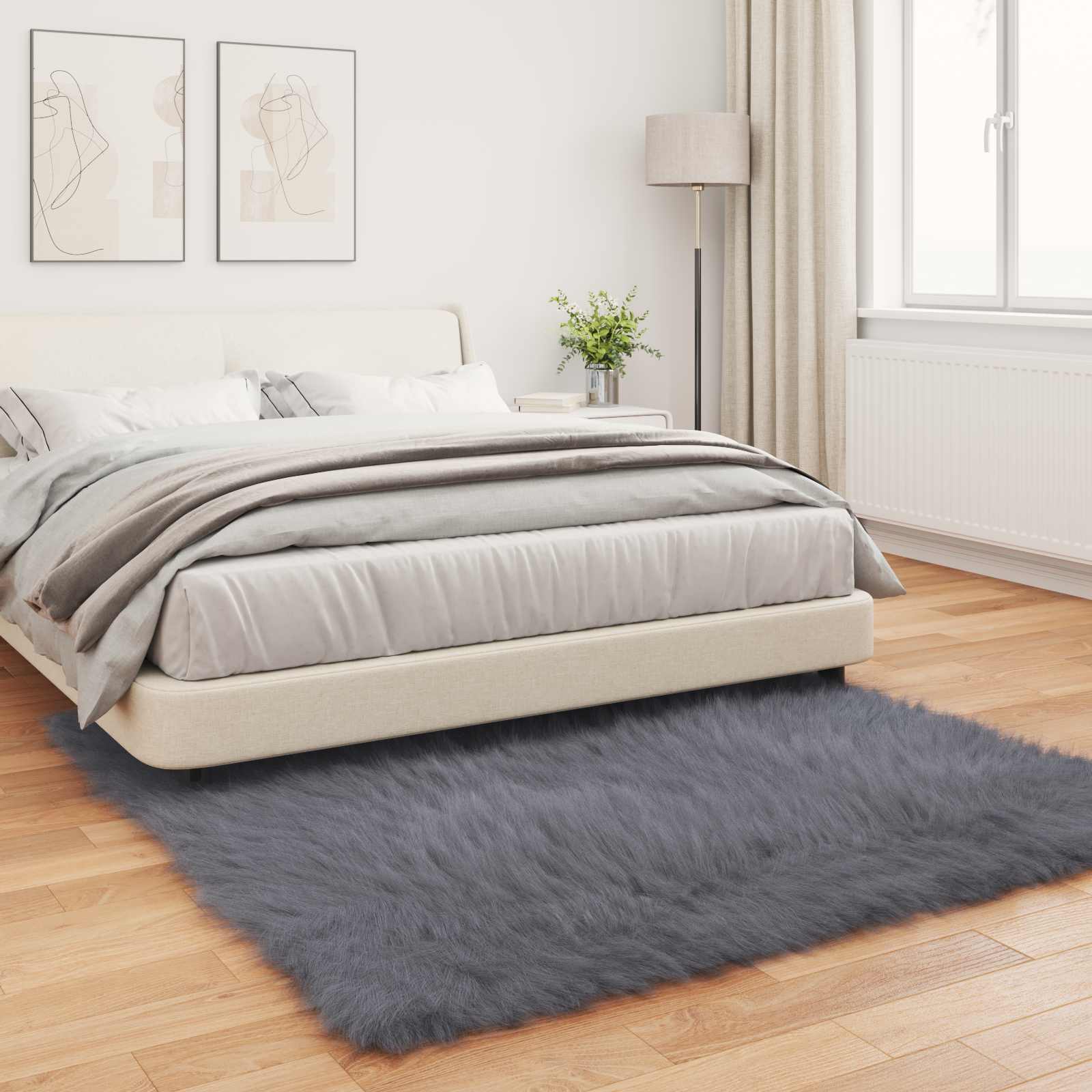 Tapijt van imitatie TAFALLA Antracietkleurig 120 x 120 cm is nu te koop bij PeponiXL, paradijselijk wonen!