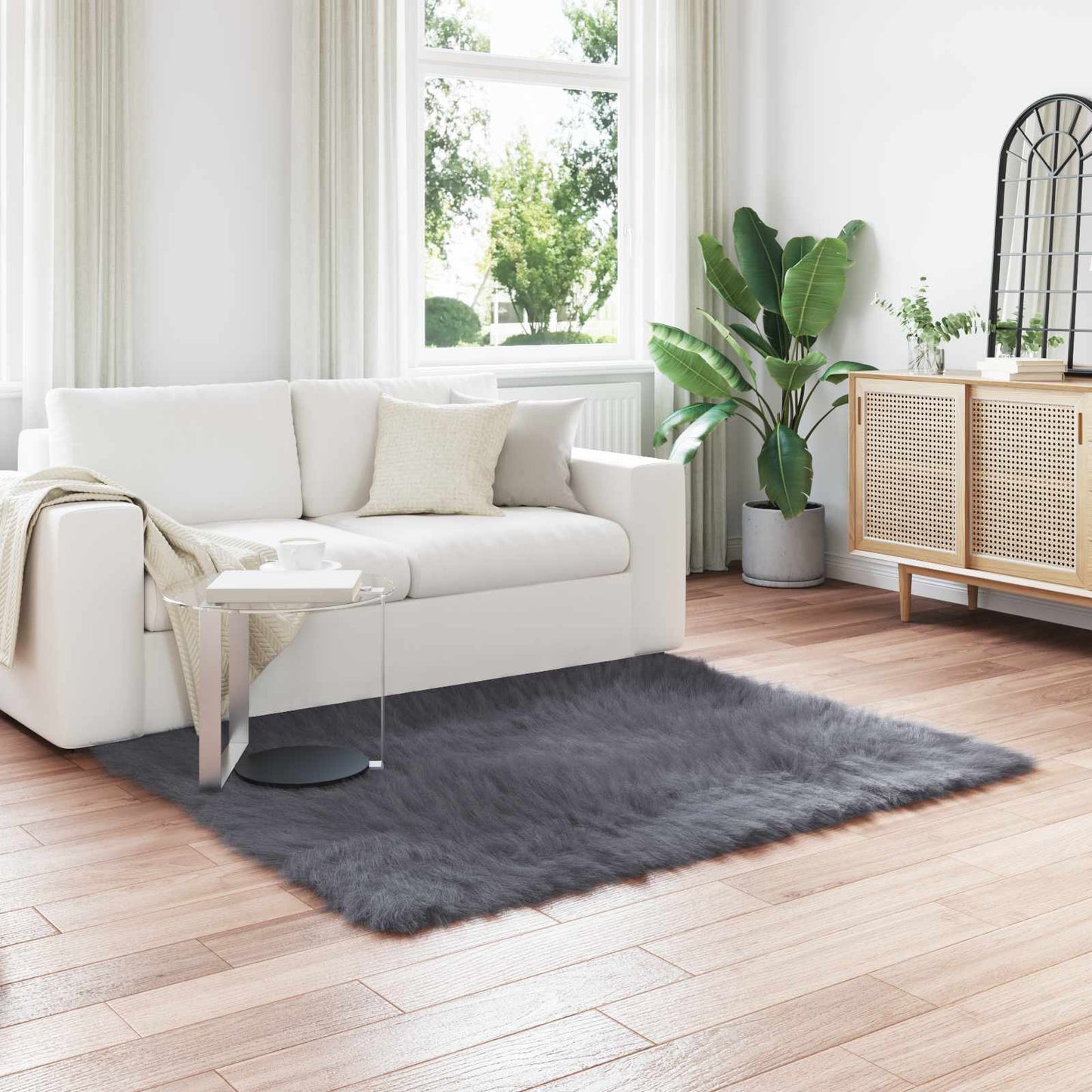Tapijt van imitatie TAFALLA Antracietkleurig 160 x 160 cm is nu te koop bij PeponiXL, paradijselijk wonen!
