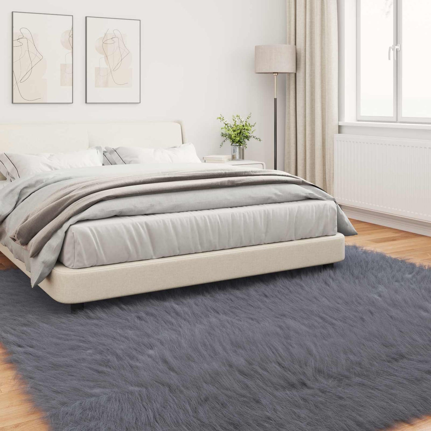 Tapijt van imitatie TAFALLA Antracietkleurig 200 x 200 cm is nu te koop bij PeponiXL, paradijselijk wonen!