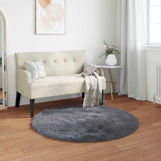 Tapijt van imitatie TAFALLA Antracietkleurig Ø 120 cm Polyester is nu te koop bij PeponiXL, paradijselijk wonen!