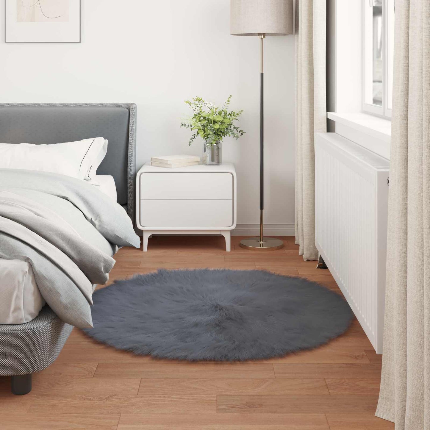 Tapijt van imitatie TAFALLA Antracietkleurig Ø 120 cm Polyester is nu te koop bij PeponiXL, paradijselijk wonen!