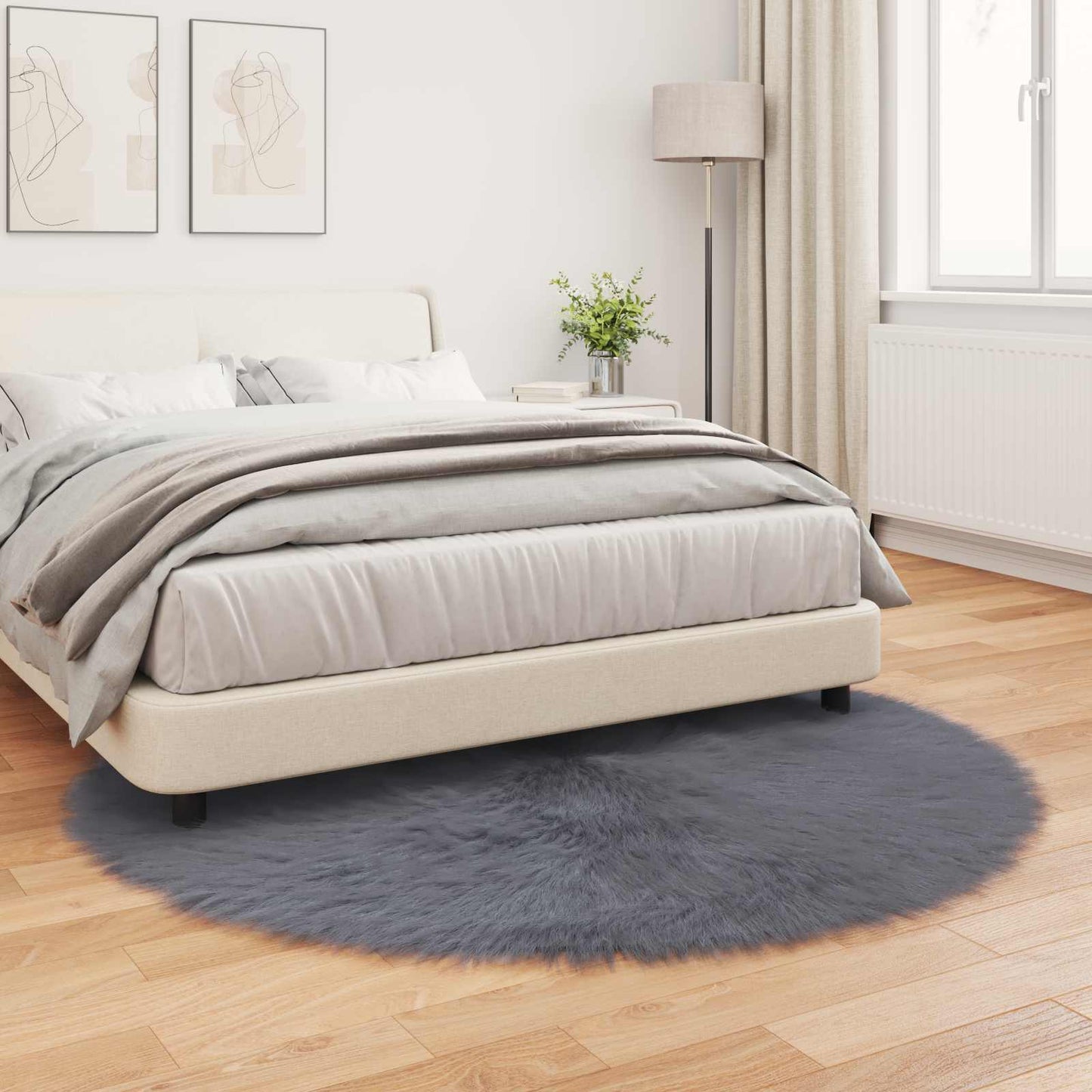Tapijt van imitatie TAFALLA Antracietkleurig Ø 160 cm Polyester is nu te koop bij PeponiXL, paradijselijk wonen!