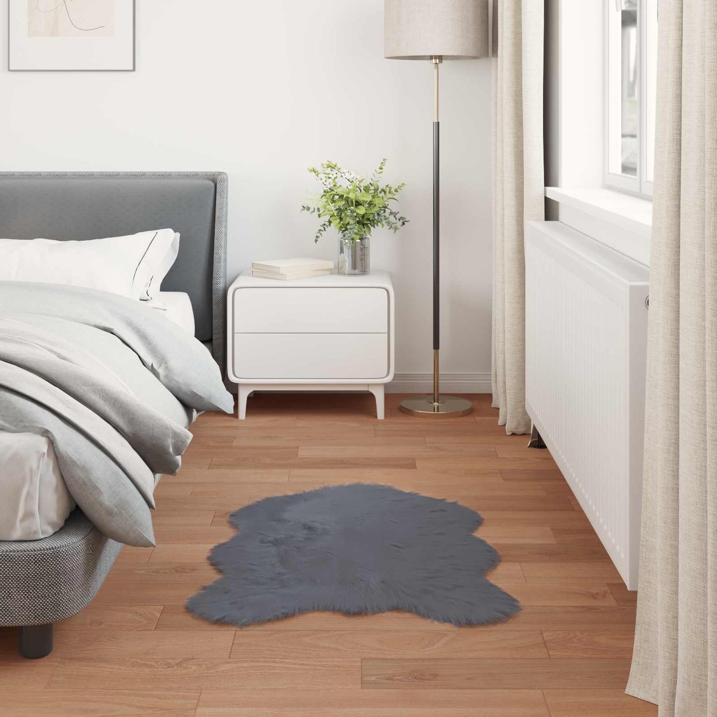 Nep Schapenvacht Tapijt Tafalla Antraciet 60 x 90 cm Polyester is nu te koop bij PeponiXL, paradijselijk wonen!