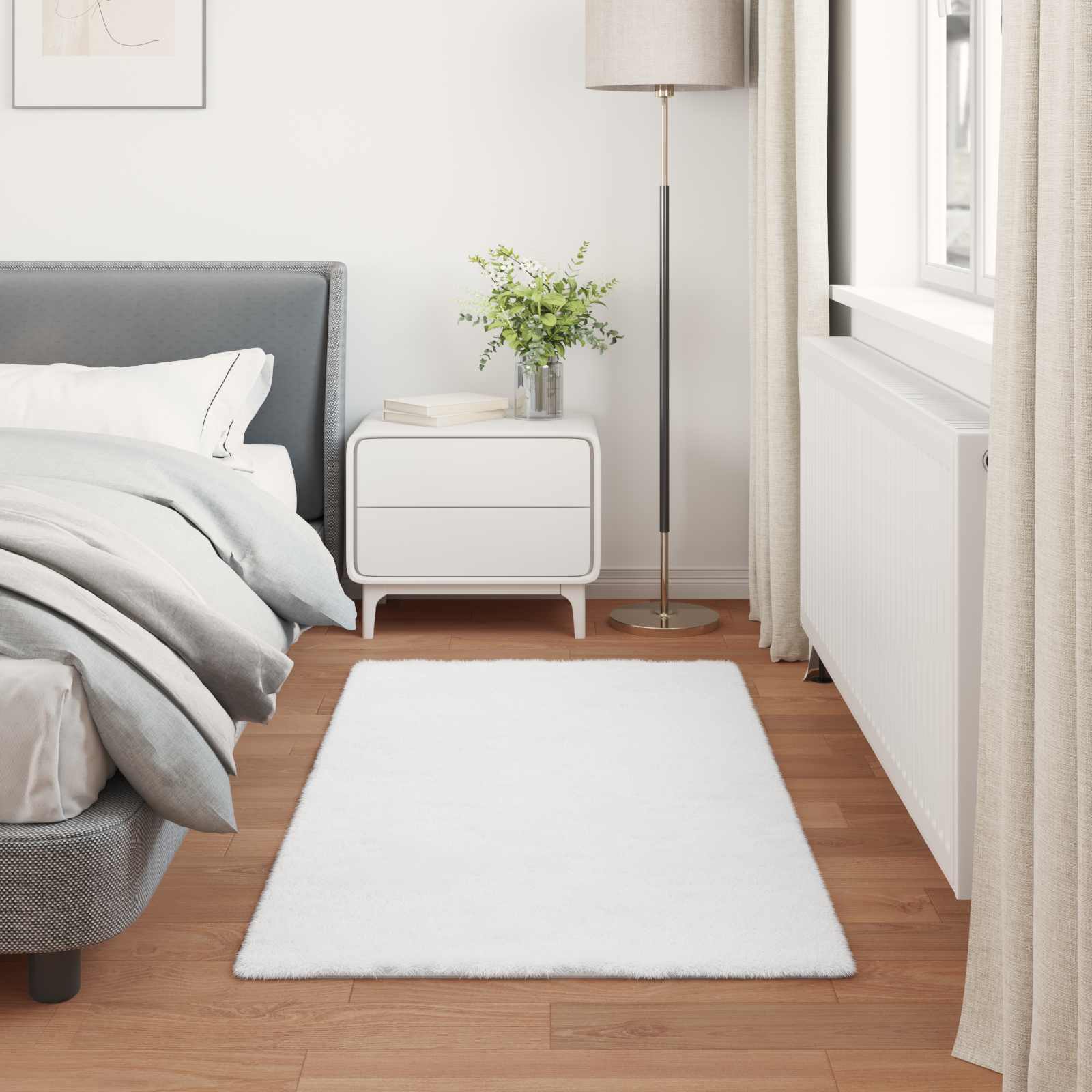Antislip vloerkleed van imitatie konijnenbont OLITE Wit is nu te koop bij PeponiXL, paradijselijk wonen!