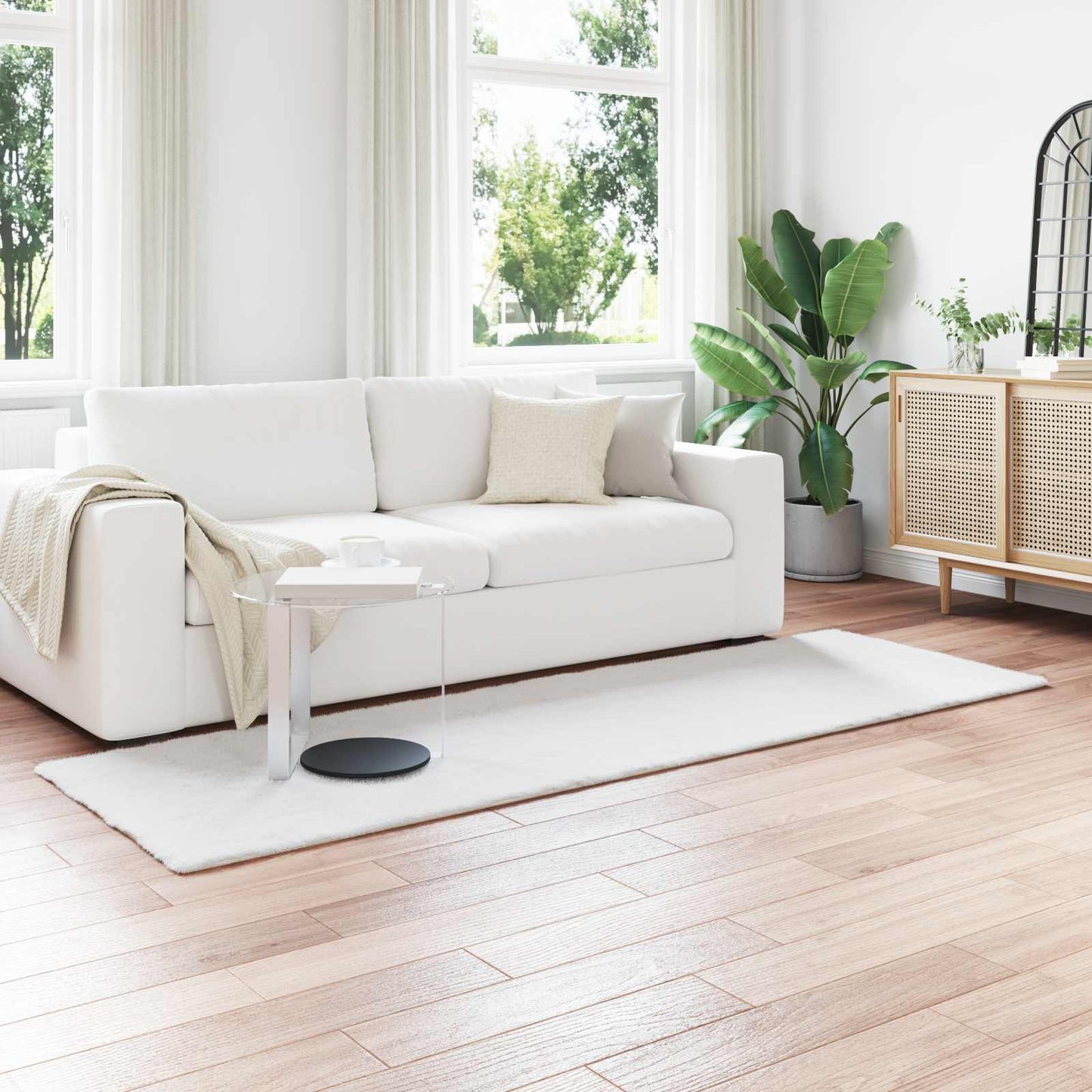 Antislip vloerkleed van imitatie konijnenbont OLITE Wit is nu te koop bij PeponiXL, paradijselijk wonen!