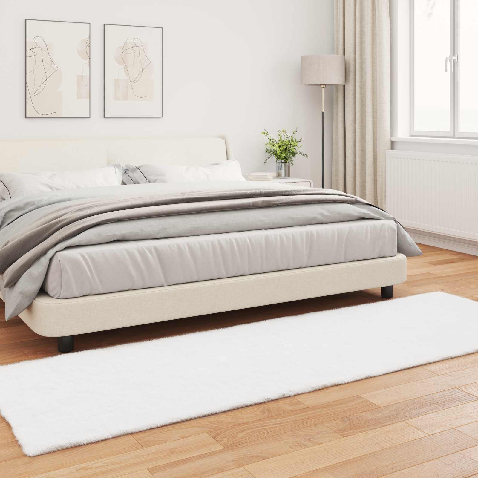 Antislip vloerkleed van imitatie konijnenbont OLITE Wit is nu te koop bij PeponiXL, paradijselijk wonen!