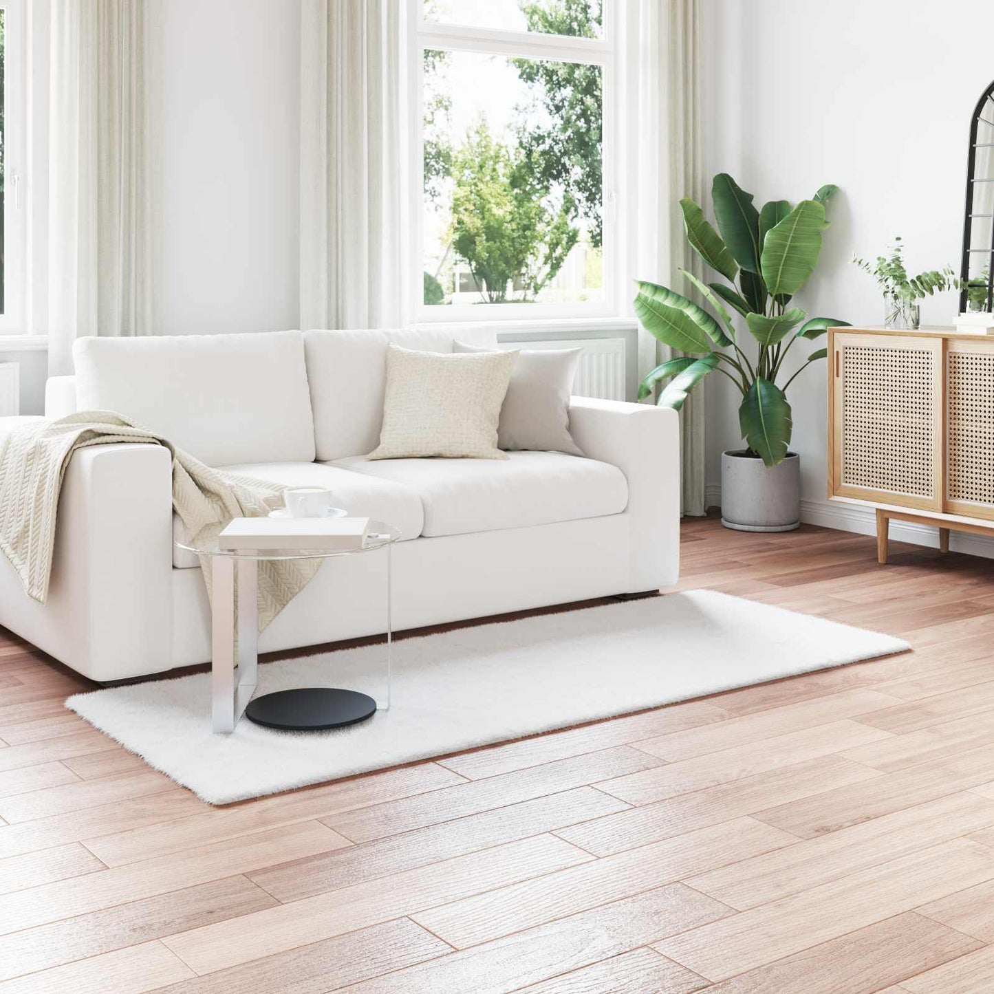 Antislip vloerkleed van imitatie konijnenbont OLITE Wit is nu te koop bij PeponiXL, paradijselijk wonen!