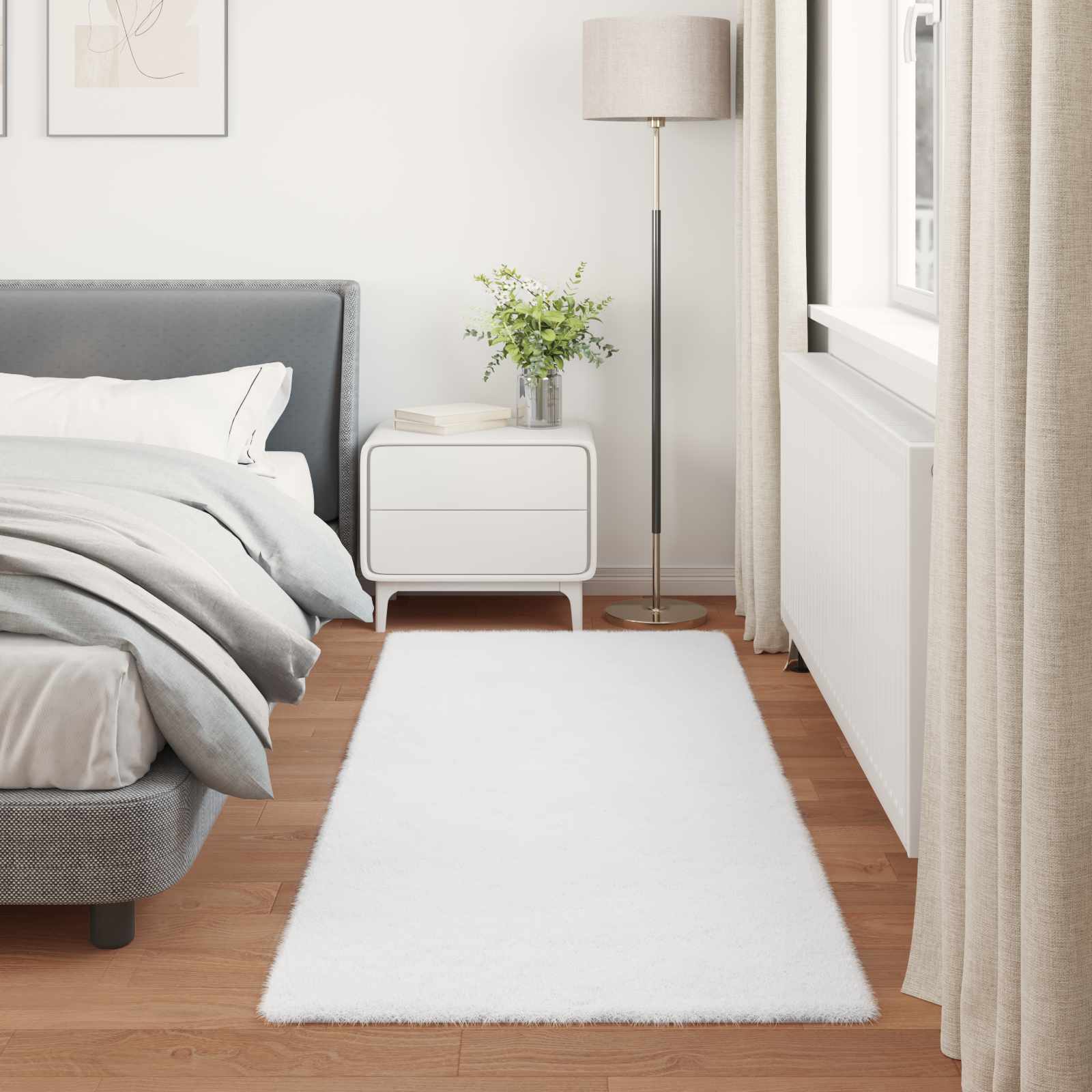 Antislip vloerkleed van imitatie konijnenbont OLITE Wit is nu te koop bij PeponiXL, paradijselijk wonen!